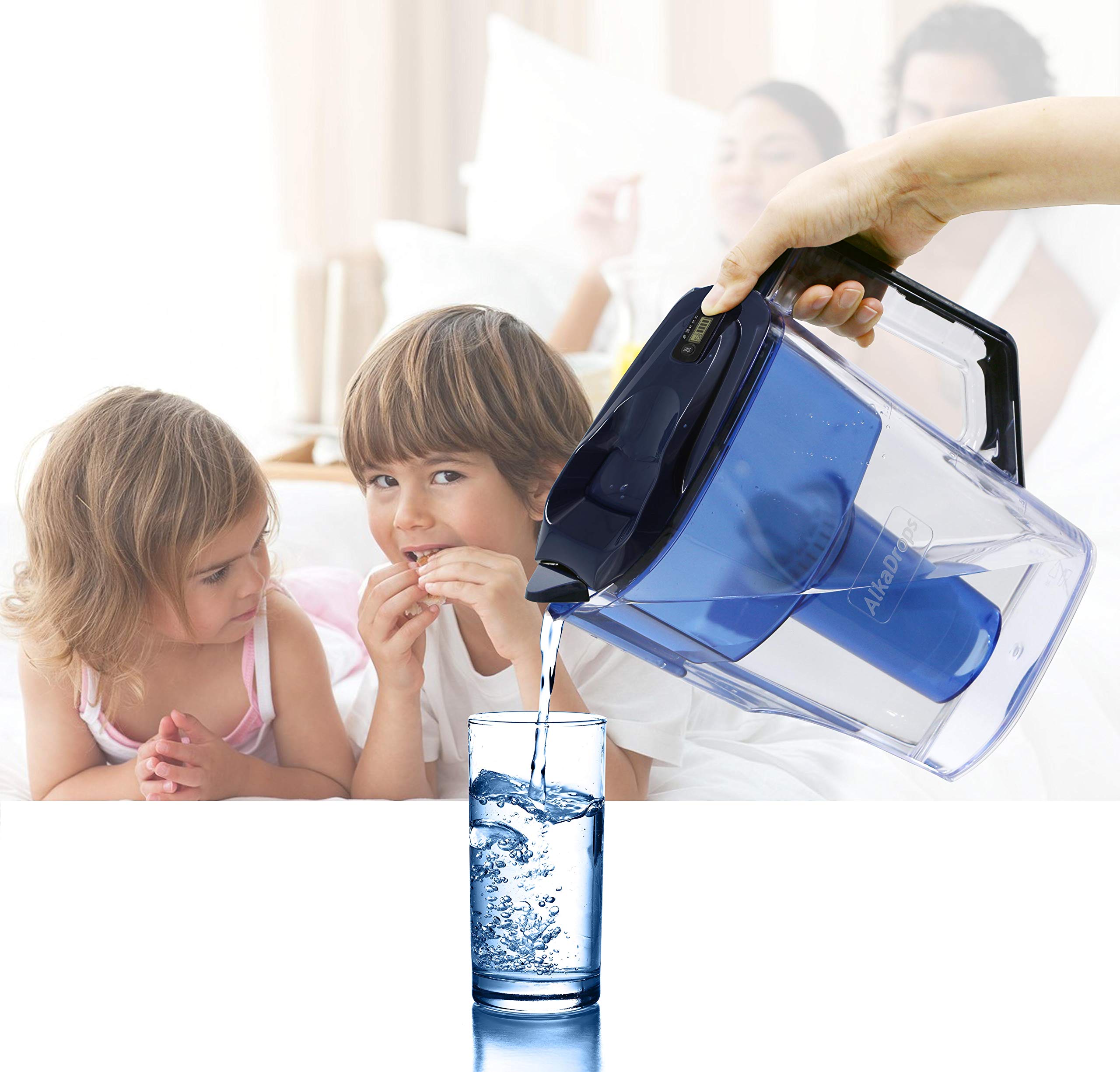 Water Pitcher, Alkaline Water Pitcher,Alkaline Water Jug -7 Stage Ionizer Filtration System To Purify And Increase Ph Levels - C