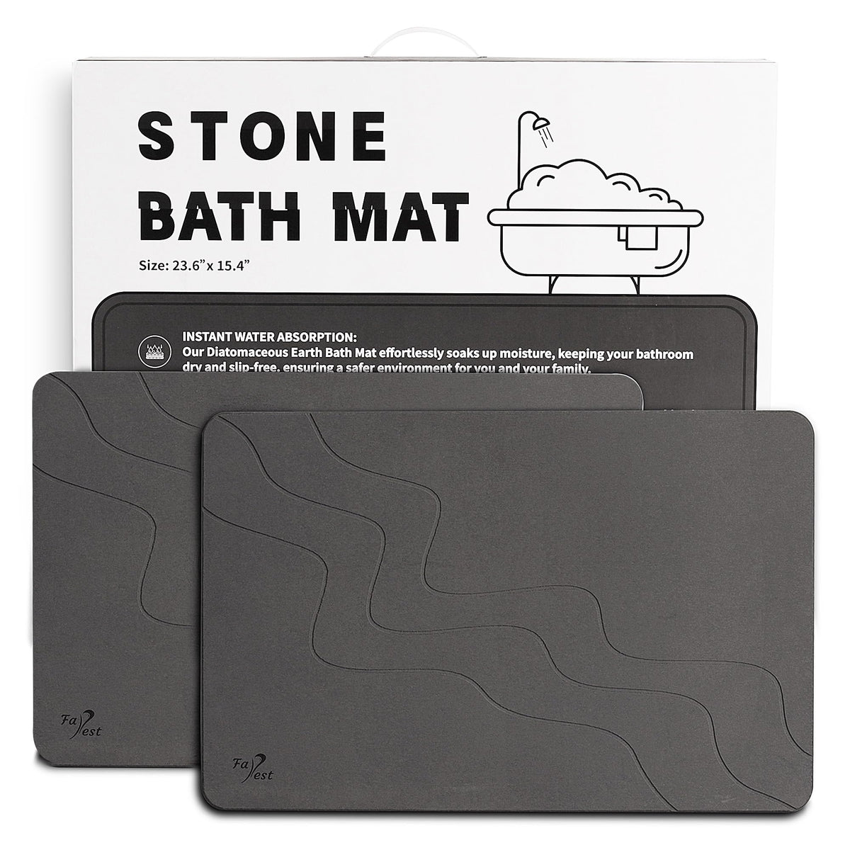 2 Pack Stone Bath Mat-Diatomaceous Earth Bath Mat Fast-Drying Stone Drying Mat Super Absorbent Diatomite Mats For Bathroom, Dish
