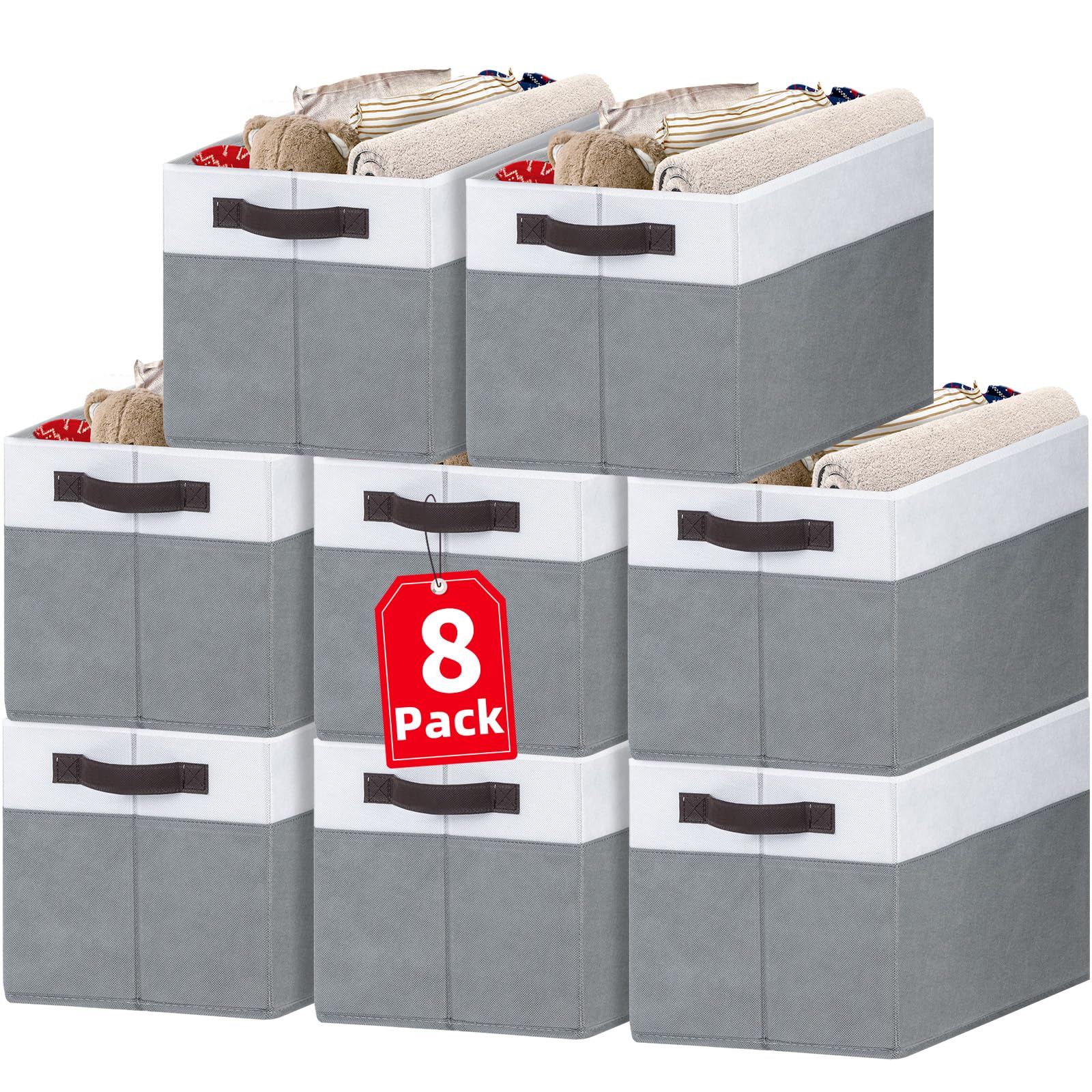 Criusia Large Storage Baskets 8 Pack Versatile Fabric Storage Bins For Closet Cabinet Wardrobe Nursery Pantry | Nursery Organize