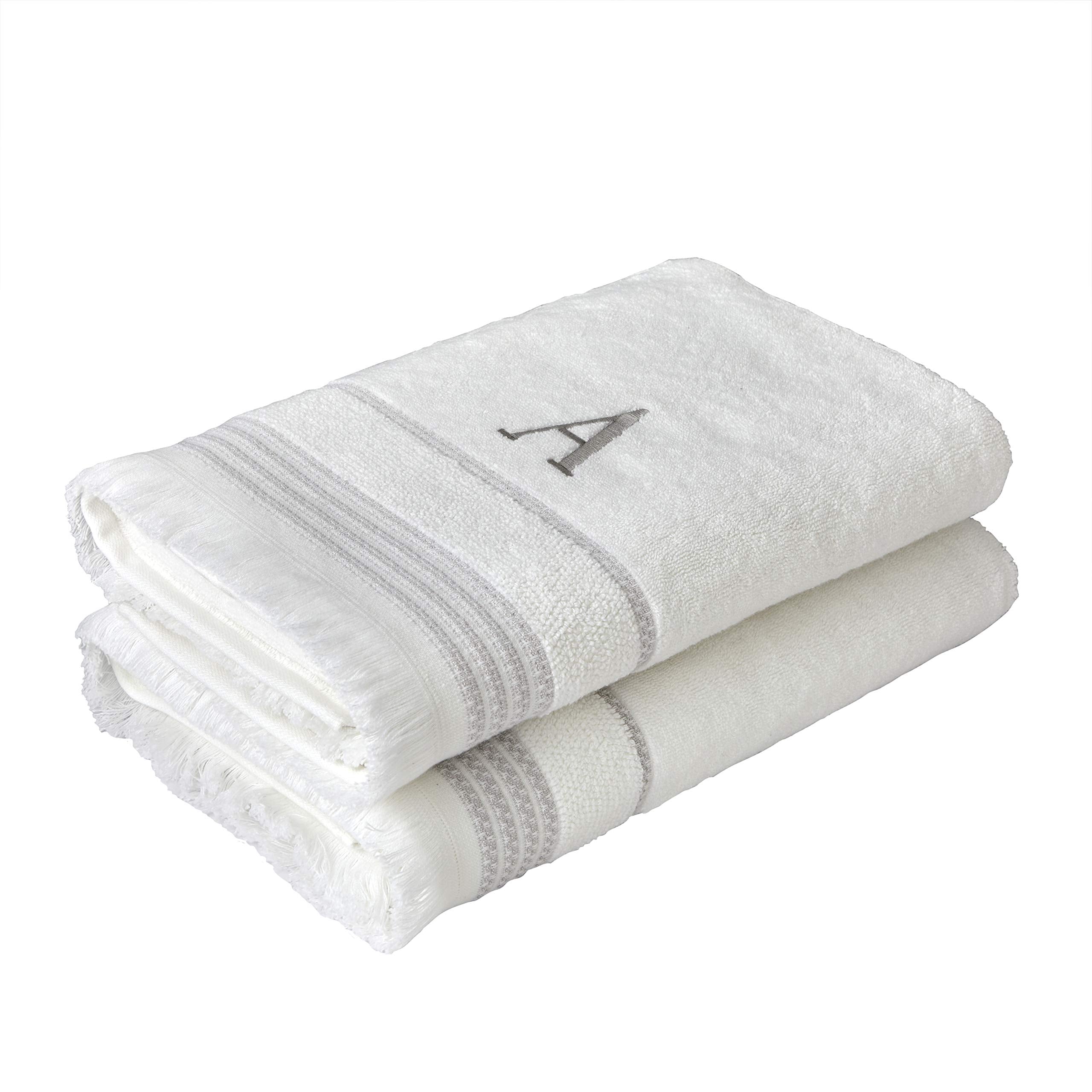 Skl Home Casual Monogram Bath Towel, A, 28X54, White