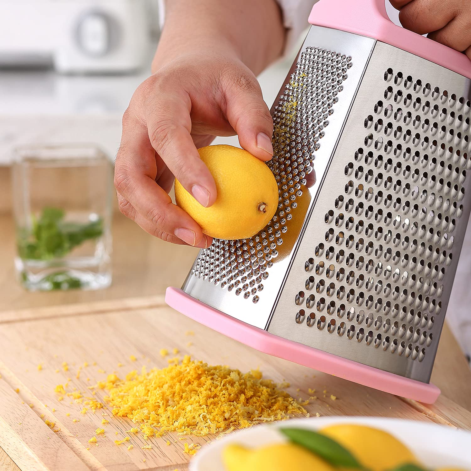 Spring Chef Professional Stainless Steel Xl Parmesan Cheese Grater With Handle - 4 Sided Box Grater For Kitchen - Dishwasher Saf