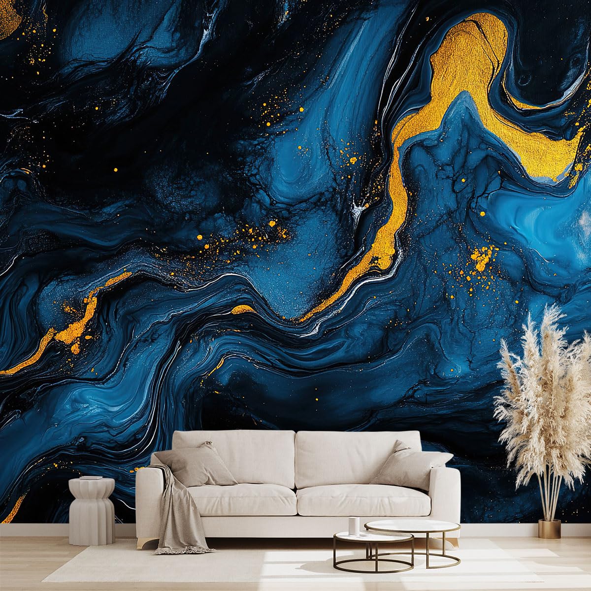 WXHFM - Dark Marble Wallpaper Bedroom Abstract Large wall Mural - 183x120(Not Peel and Stick)