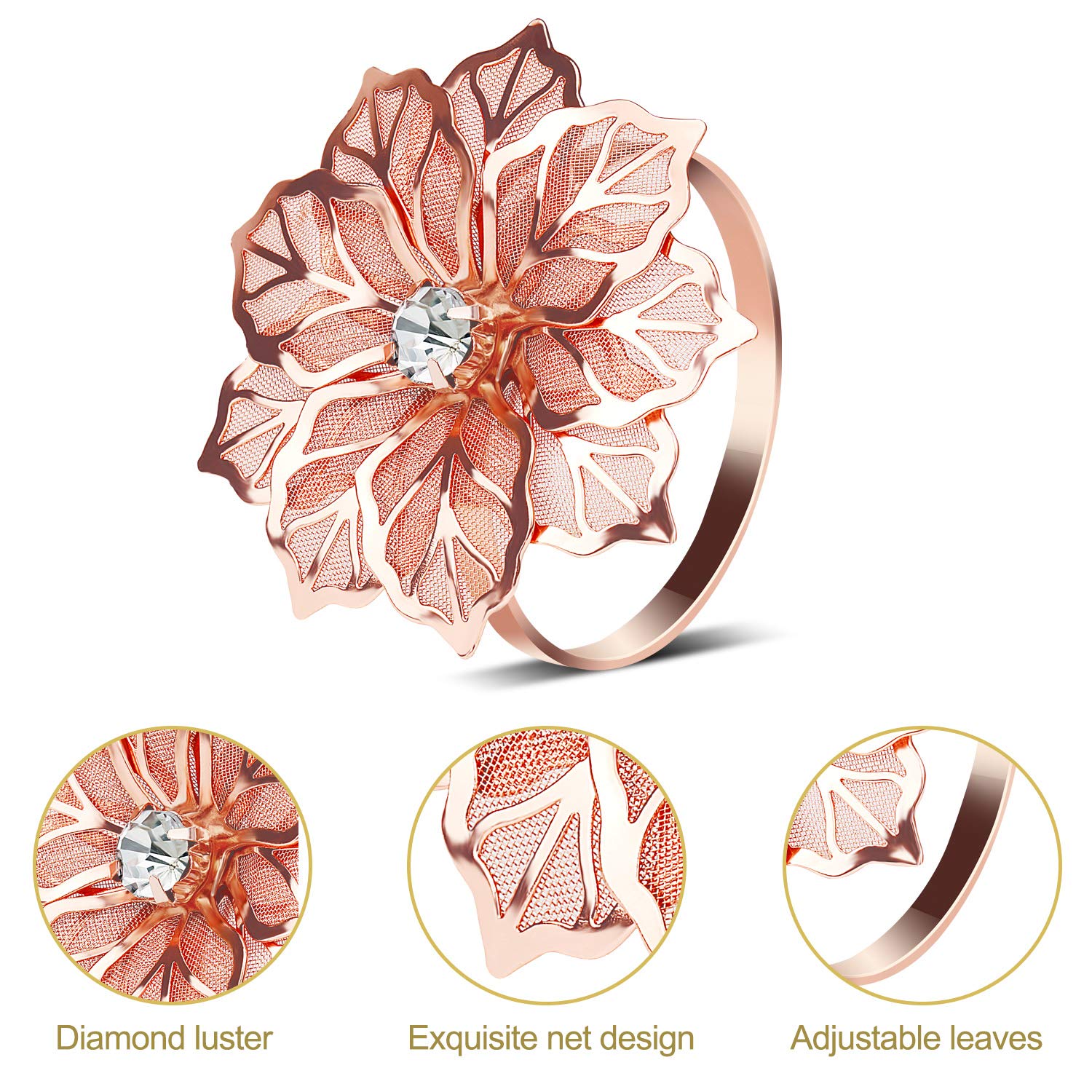 Kposiya Hollow Out Flower Napkin Ring Holder Metal Napkin Rings Set Of 20 For Wedding Party Holiday Banquet Christmas Dinner Del