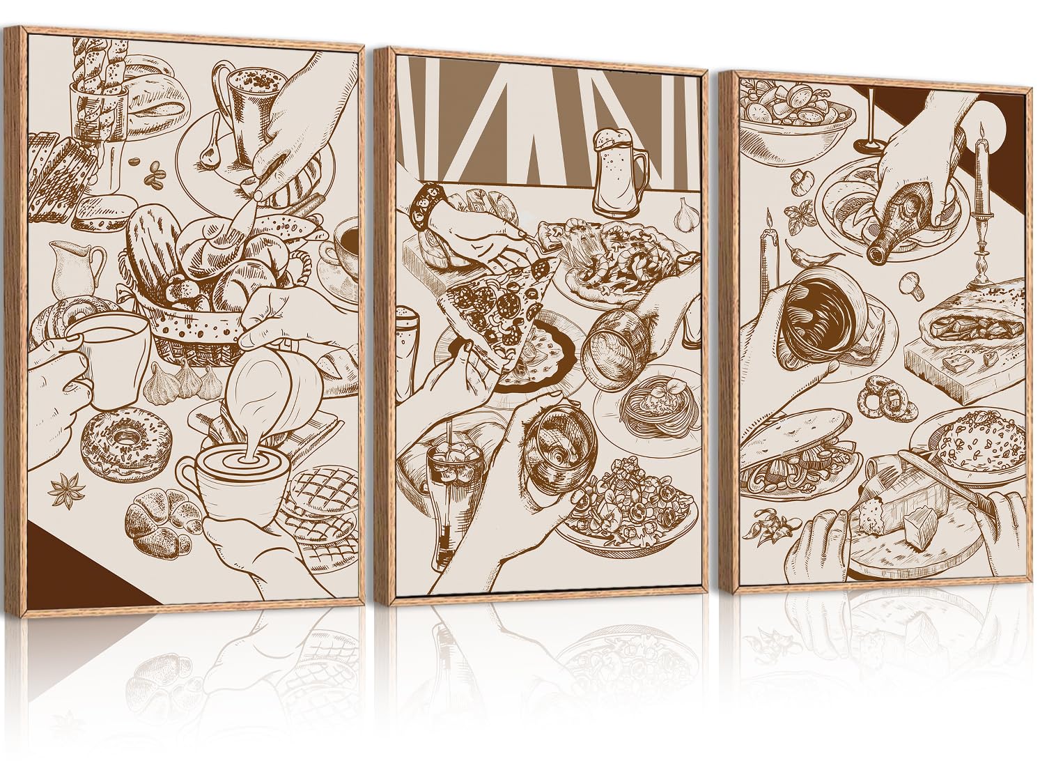 Anhuib Kitchen Wall Art 16X24 Inch Large Modern Cheers Wall Decor Vintage Food Wall Art Sketch Pizza Paintings Gathering Decor S