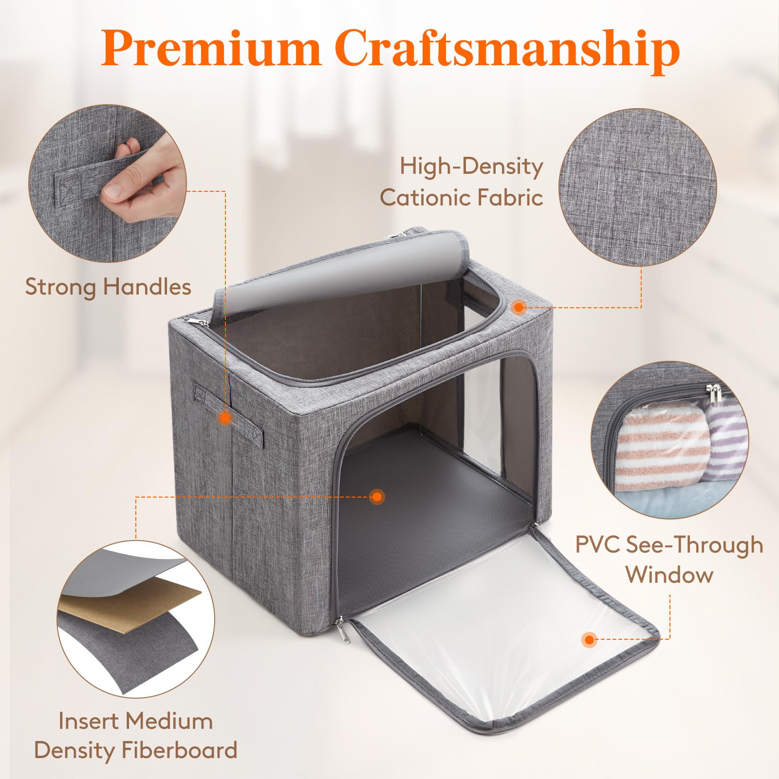 Lifewit Clothes Storage Bins with Metal Frame, Stackable Storage Box, Foldable Clothing Storage Bins with Lids, 40L Storage Bags