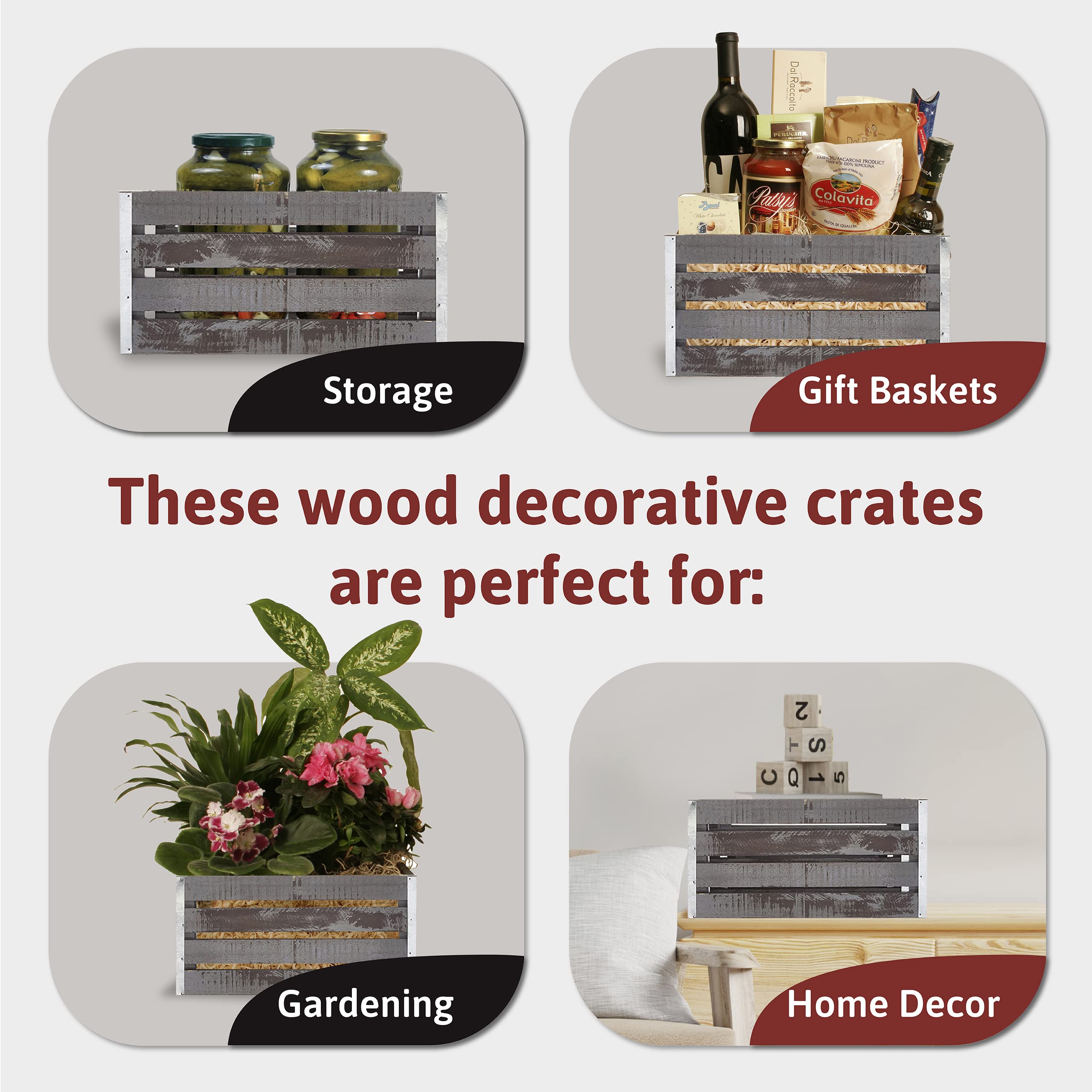 Wald Imports - Set Of 3 Rustic Distressed Wooden Crates For Storage - Decorative Wooden Crate Set For Home Decoration & Display