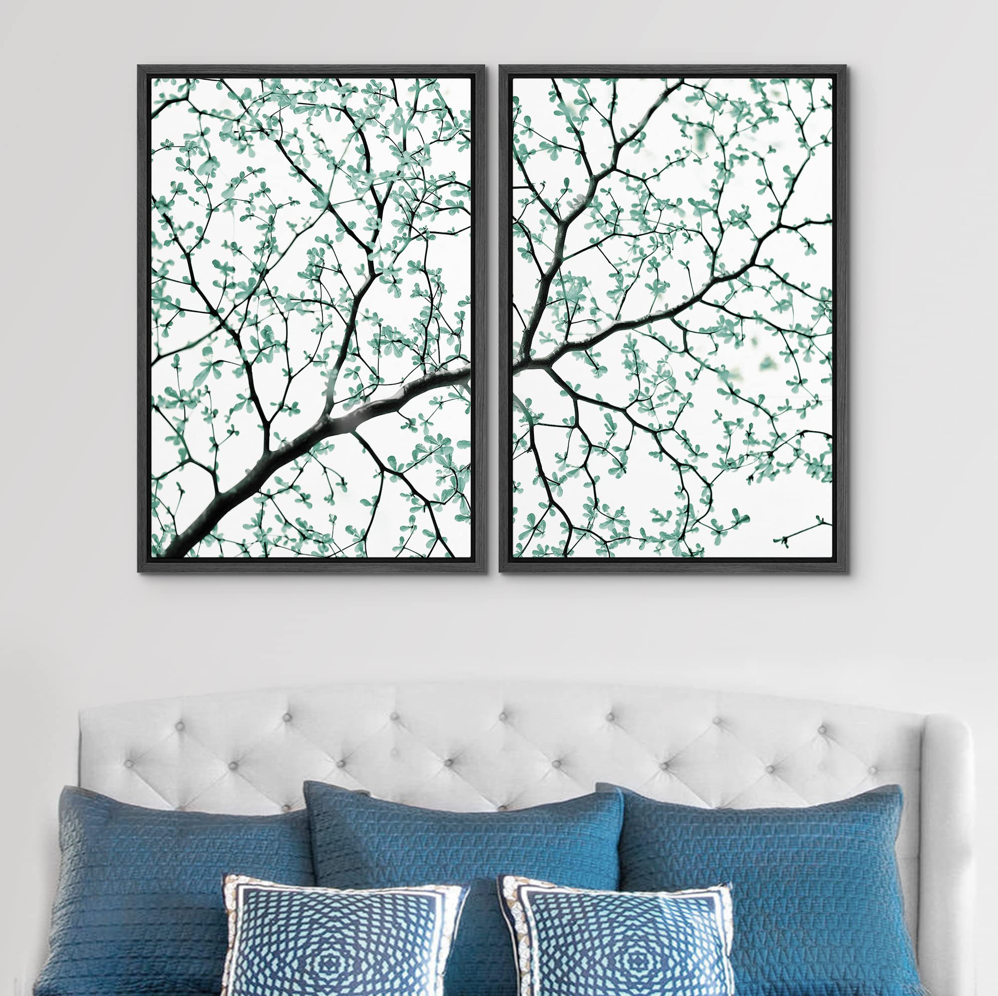 Signwin Framed Wall Art Print Set Watercolor Style Illustration Of Tree Branch Leaves Nature Trees Digital Art Modern Art Contem