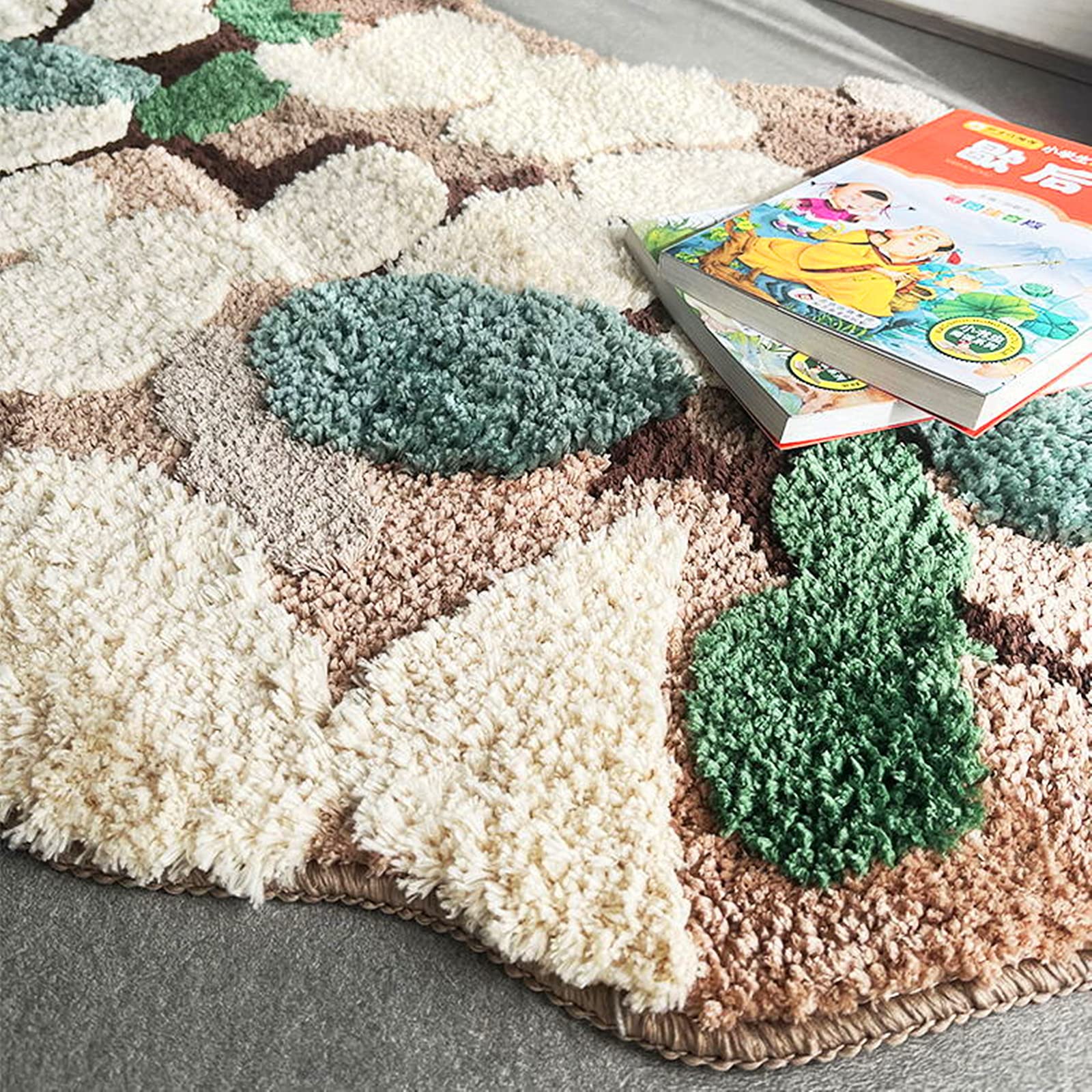 Bath Mat For Bathroom Cute Moss Decor Rug Non Slip Shaggy Bedroom Decor Home Entryway Door Mat 35.4''X23.6''