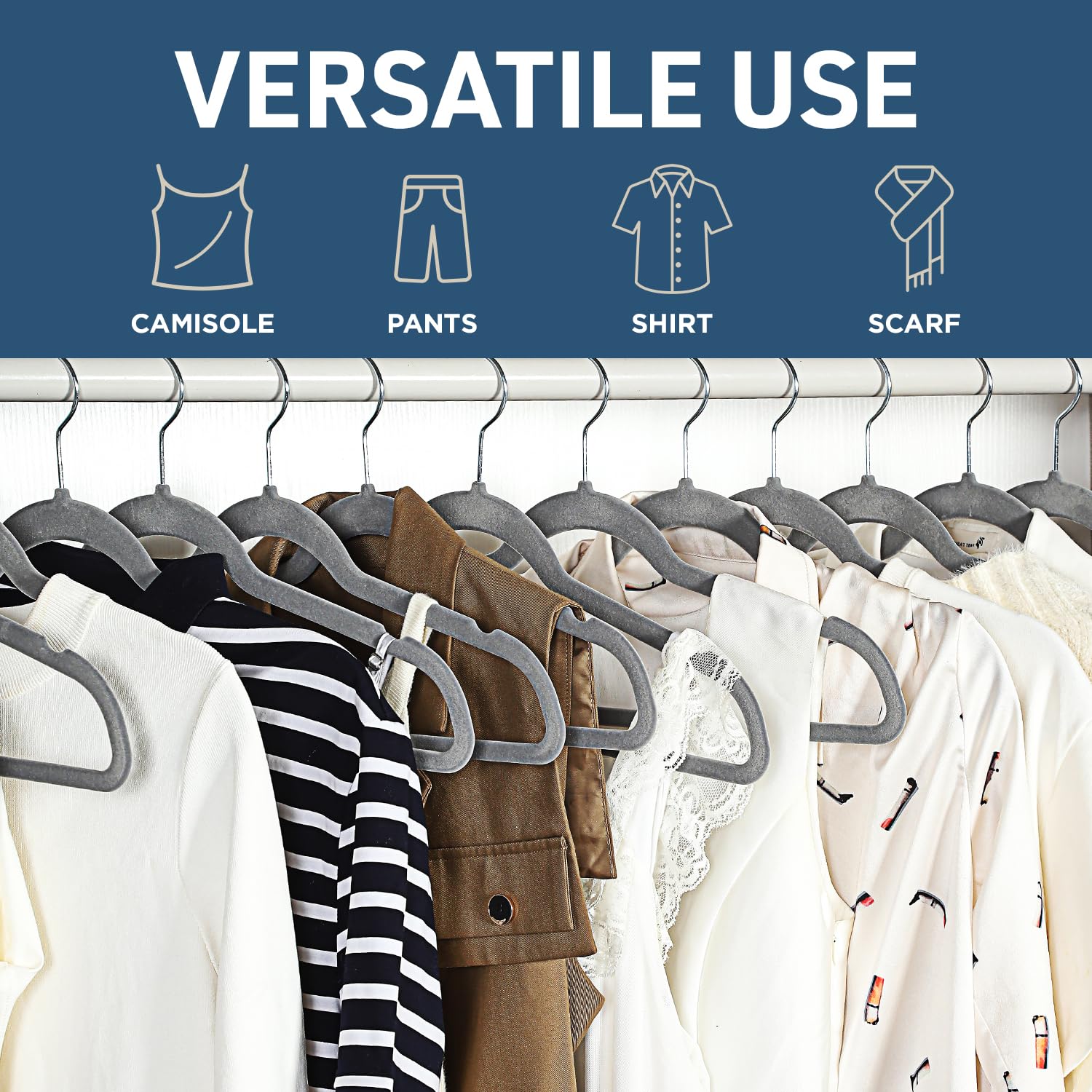 Lifemaster Velvet Non-Slip Hangers - 100 Pieces Non-Slip Coat Hanger Set With 360 Swivel Hook, Space-Saving, Sleek Design, Keep