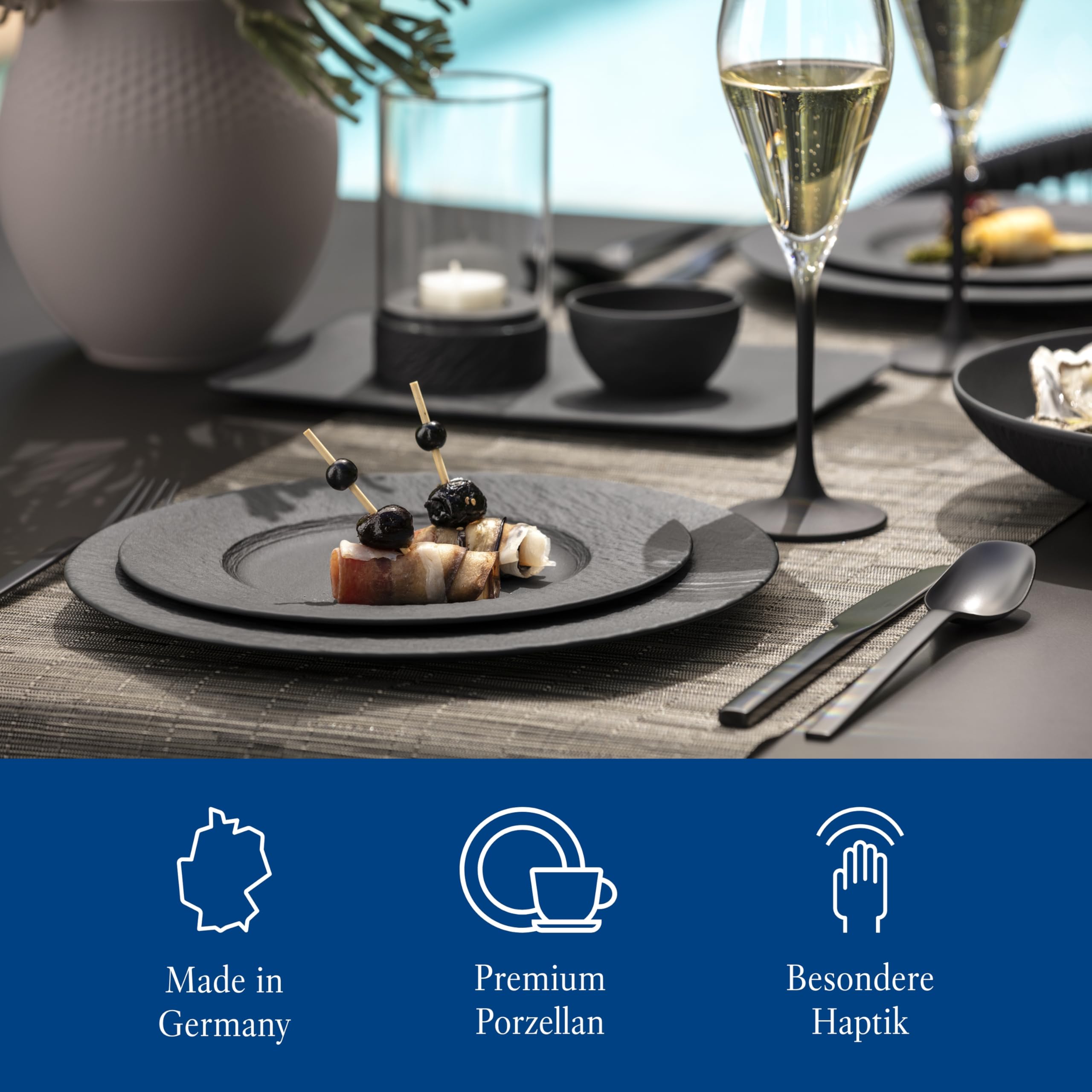 Villeroy & Boch Manufacture Rock Salad Plate  8.5 in  Premium Porcelain  Gray