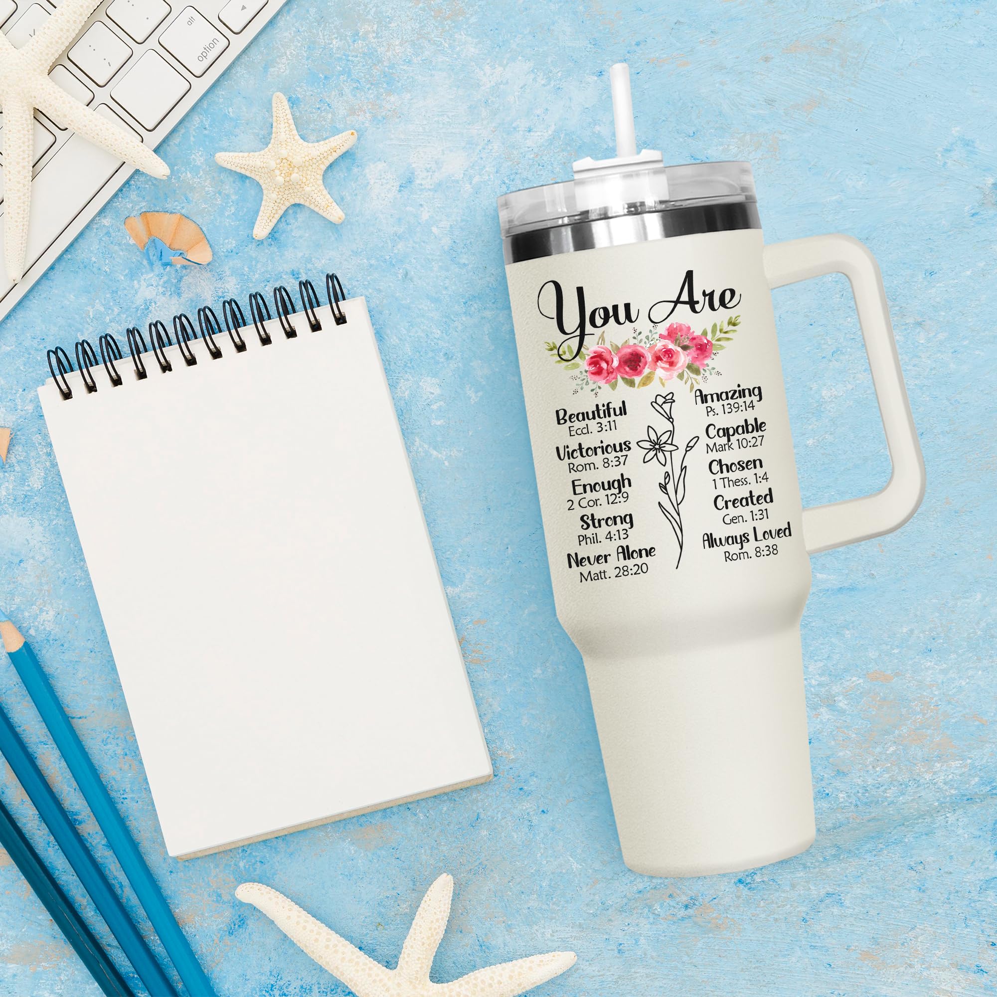 GOOLERY 40Oz Stainless Steel Tumbler - Christian Birthday Gift for Women, Inspirational Friendship Design