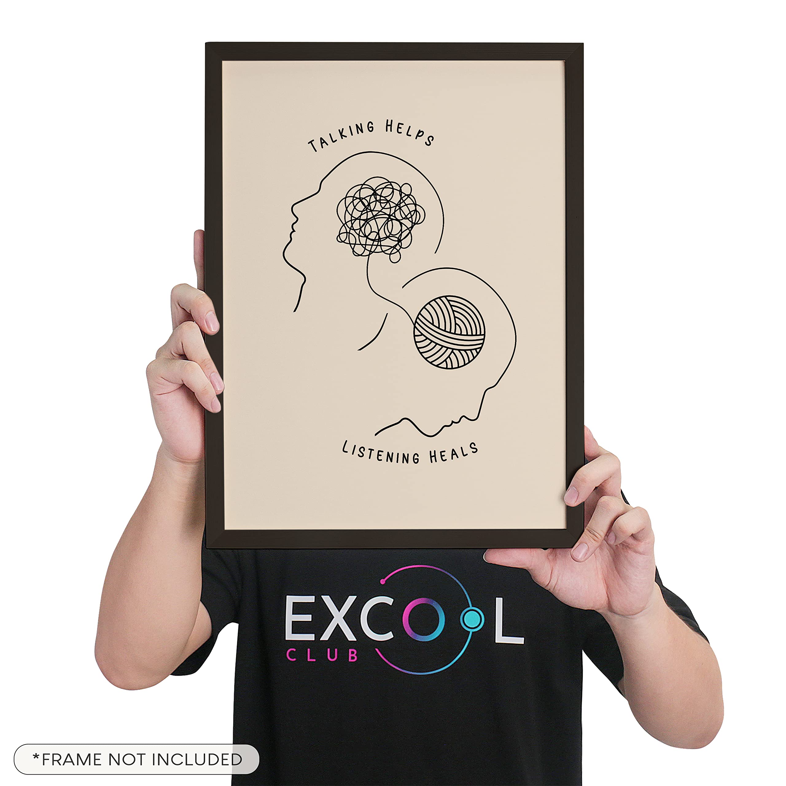 Excool Club Therapy Office Decor Mental Health Posters - 12X16 Counseling Wall Art For Therapist Office Decor, Boho Talking Help