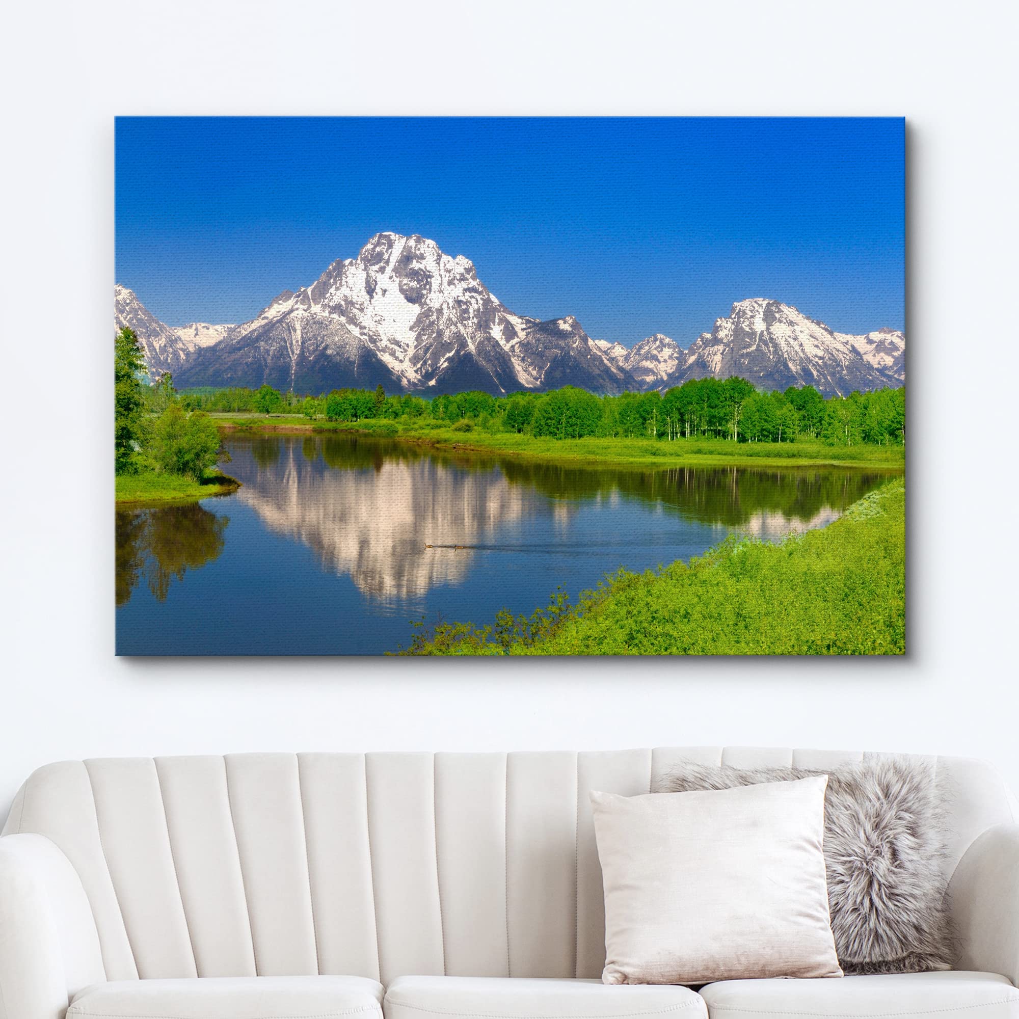 Wall26 Canvas Print Wall Art Mountain Landscape With Green Forest Reflection Nature Wilderness Photography Modern Art Rustic Sce