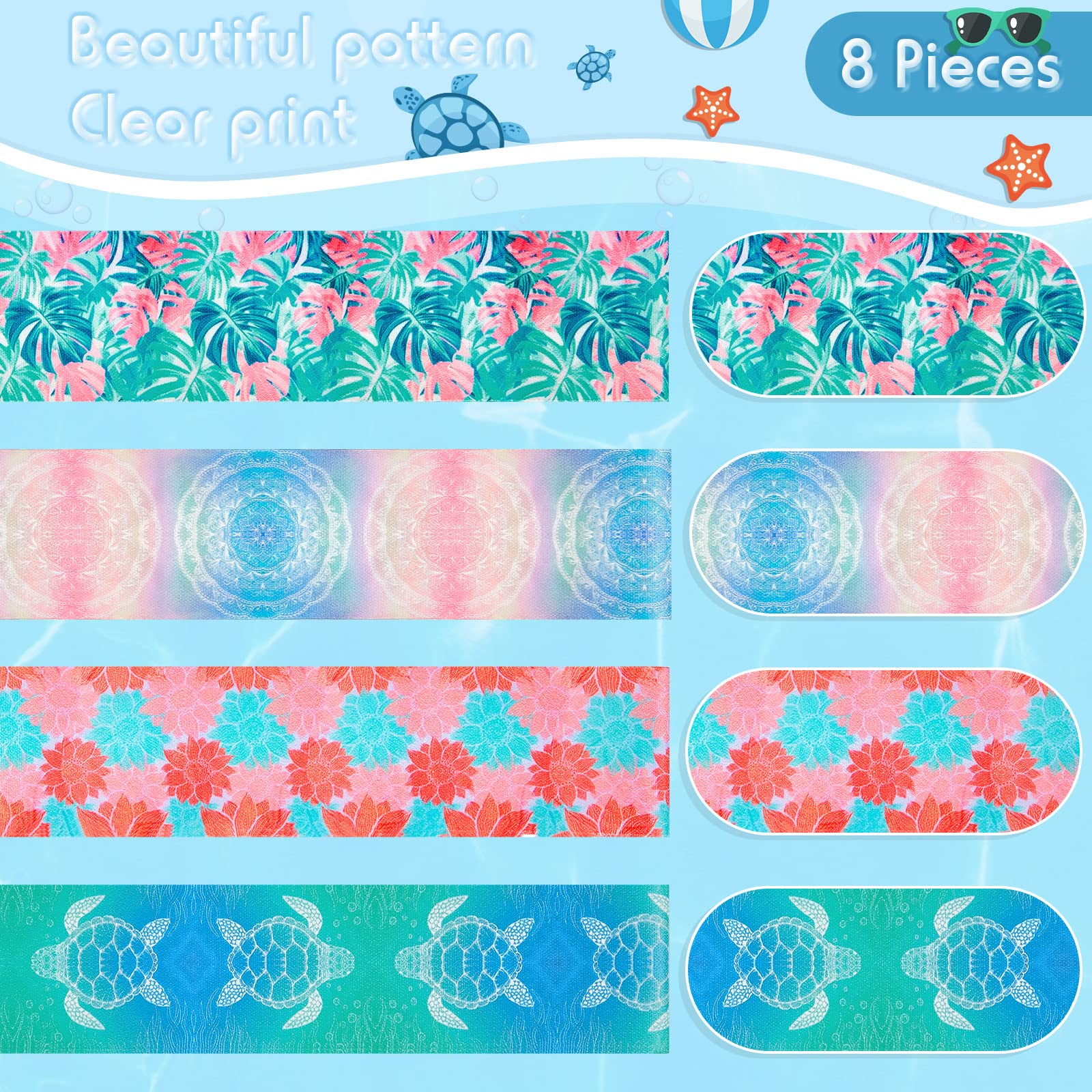 Boao 8 Pack Large Towel Bands For Beach Chairs 15.75 X 1.97 Inch Cruise Towel Clips For Lounge Beach Pool Chairs Towel Strap Hol