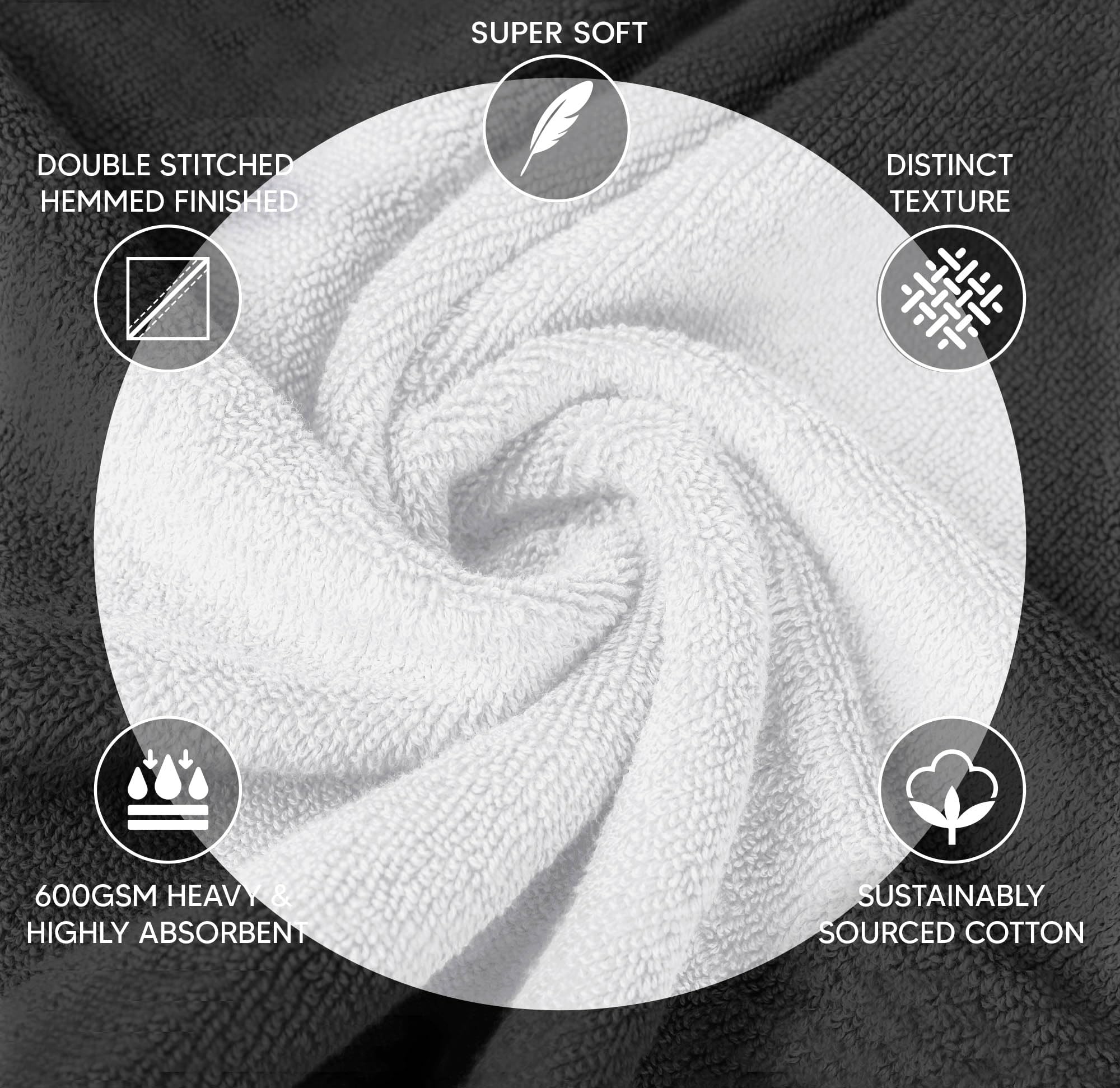 Yraly Luxury Hand Towels For Bathroom Set Of 4 (16 X 28 Inch) Soft & Absorbent 600Gsm Ring Spun Cotton Hand Towel Sets For Bathr