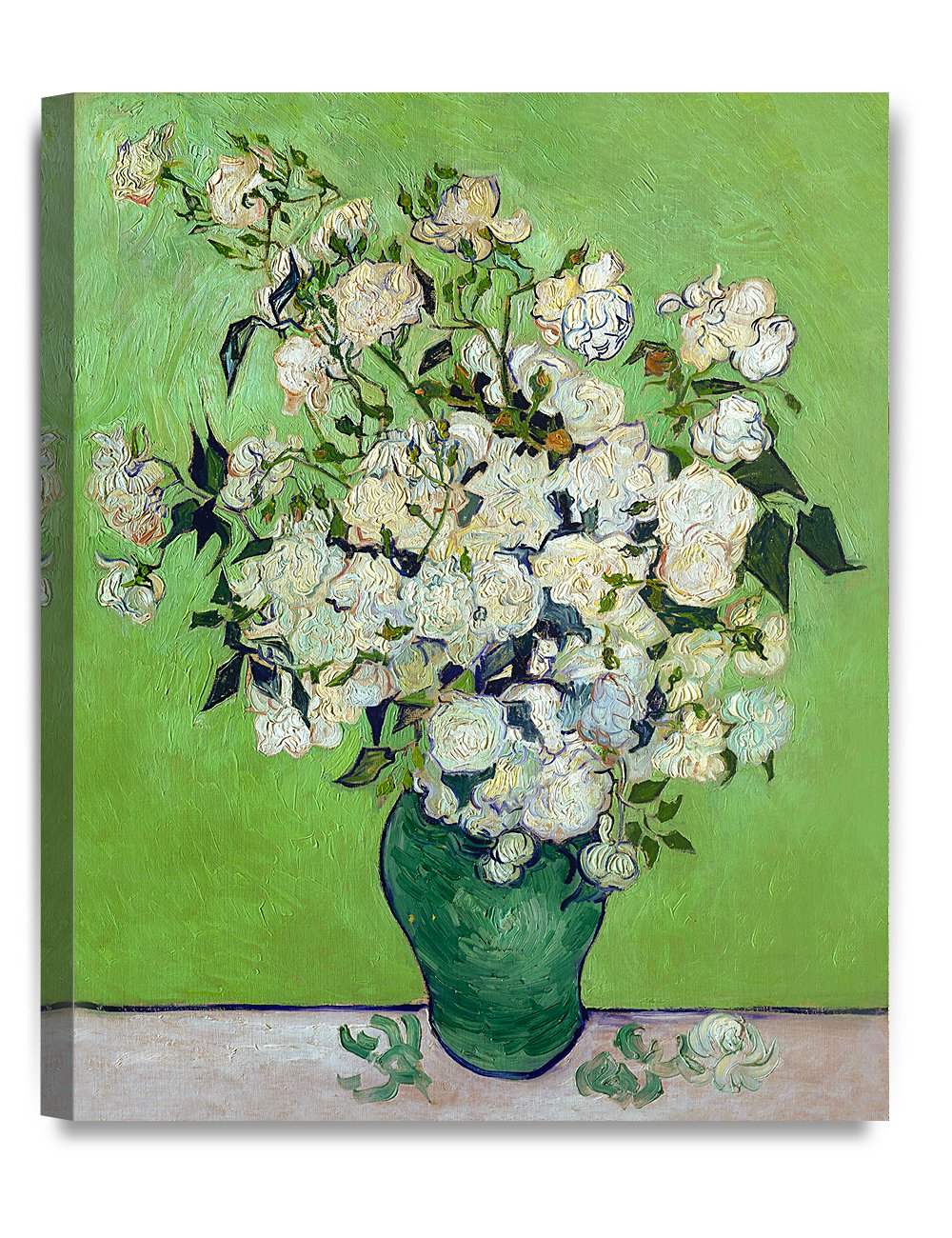Decorarts - Pink Roses In A Vase, Vincent Van Gogh Art Reproduction. Giclee Canvas Prints Wall Art For Home Decor 16X20, Depth 1