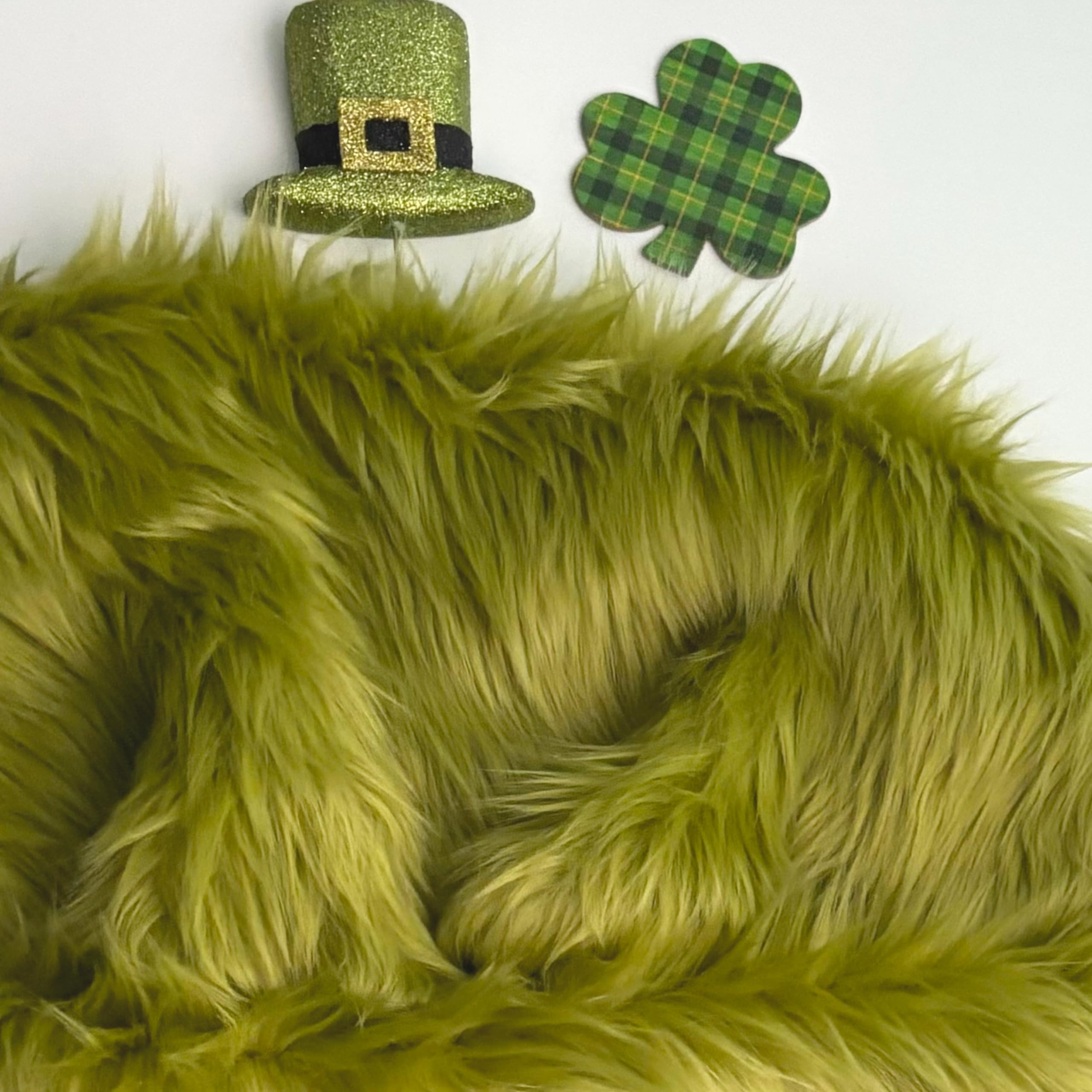 Bianna Creations | Faux Fur Fabric Ultra Soft Deluxe Plush Shaggy Squares | Craft, Sewing, Props, Costumes, Decoration (Olive Gr