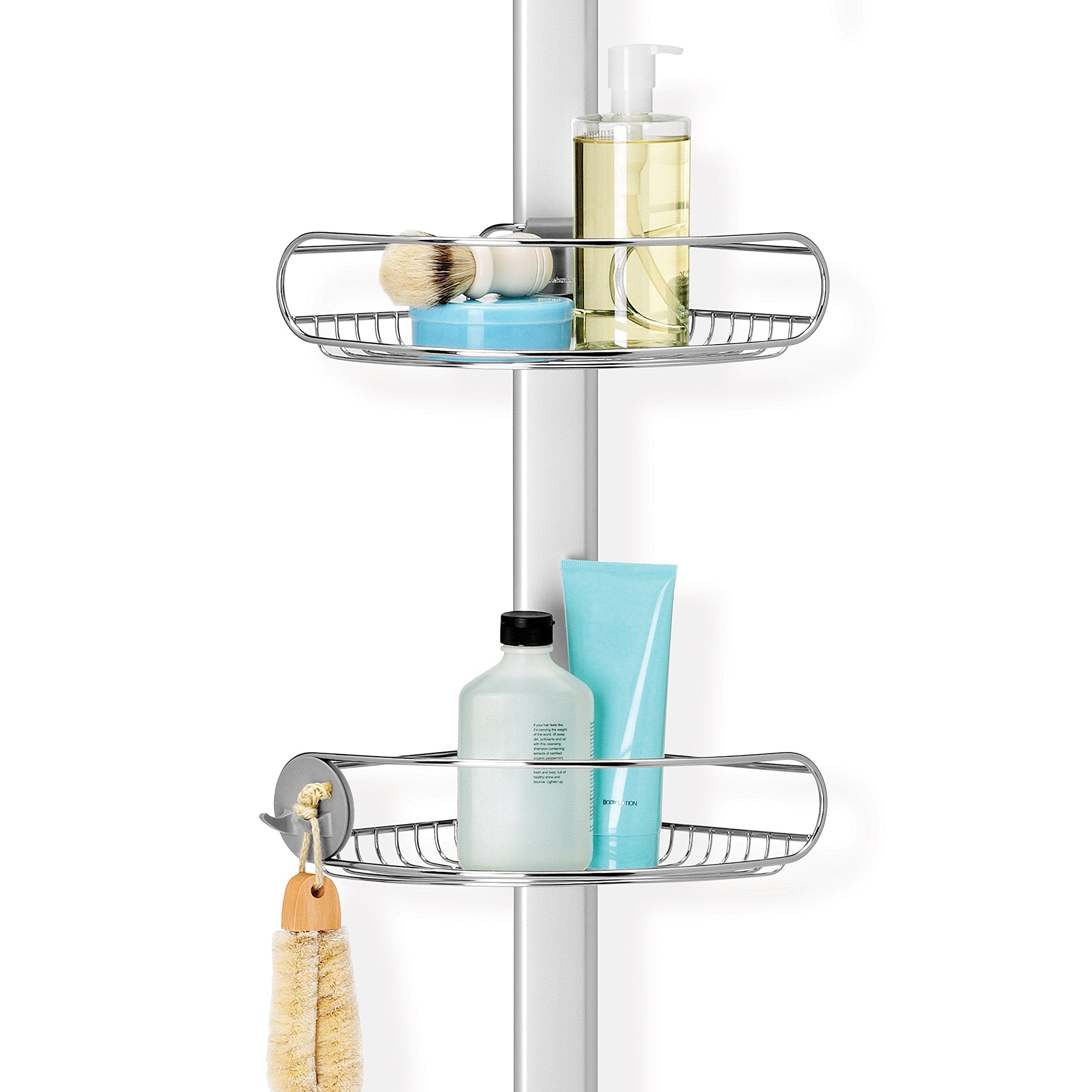 Simplehuman 8' Tension Pole Shower Caddy, Stainless Steel And Anodized Aluminum