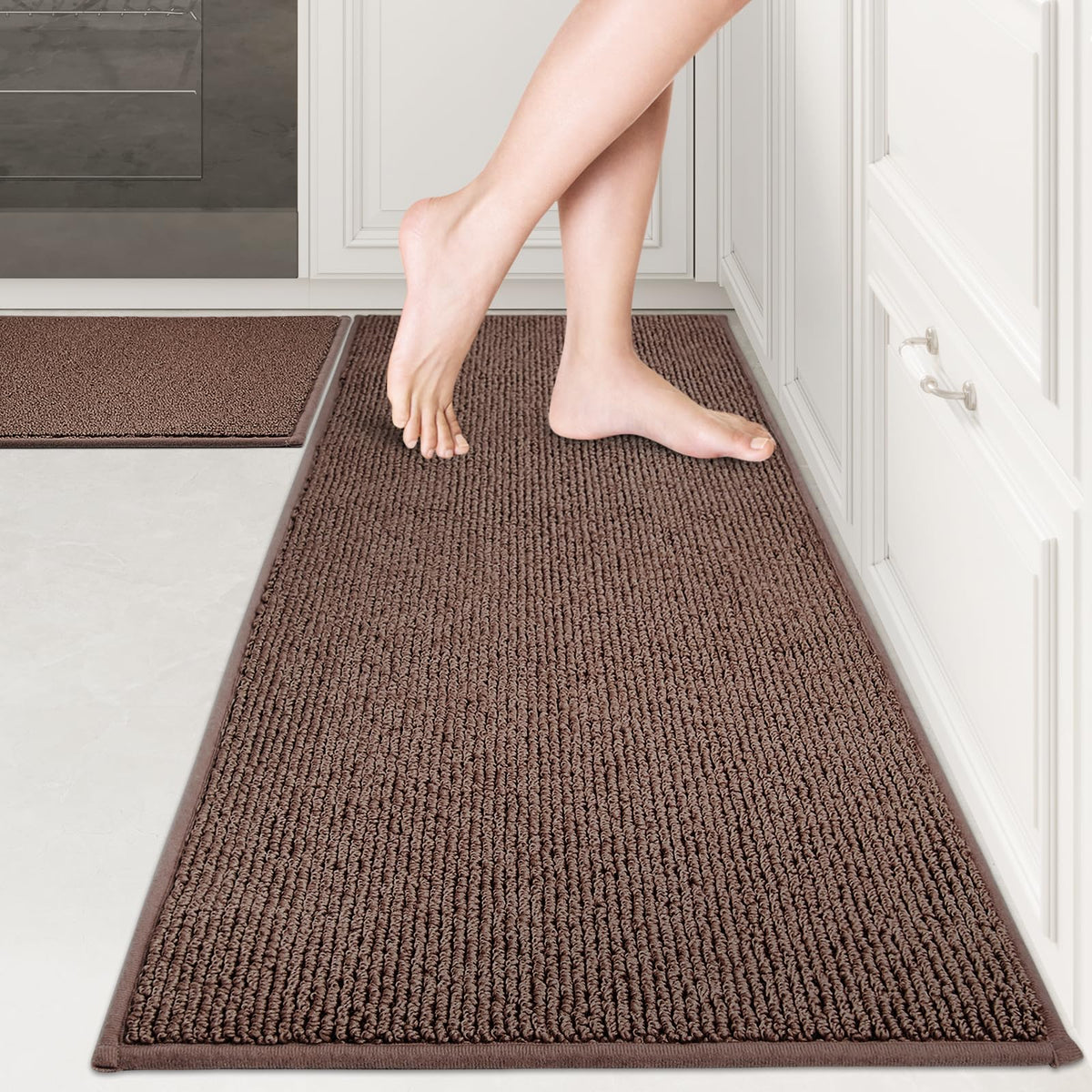 Purrugs Machine Washable Kitchen Rug Set [2 Pcs] (17'' X 30''+ 17'' X 48''), Non-Slip/Skid Kitchen Runner Rugs & Floor Mats, Sup