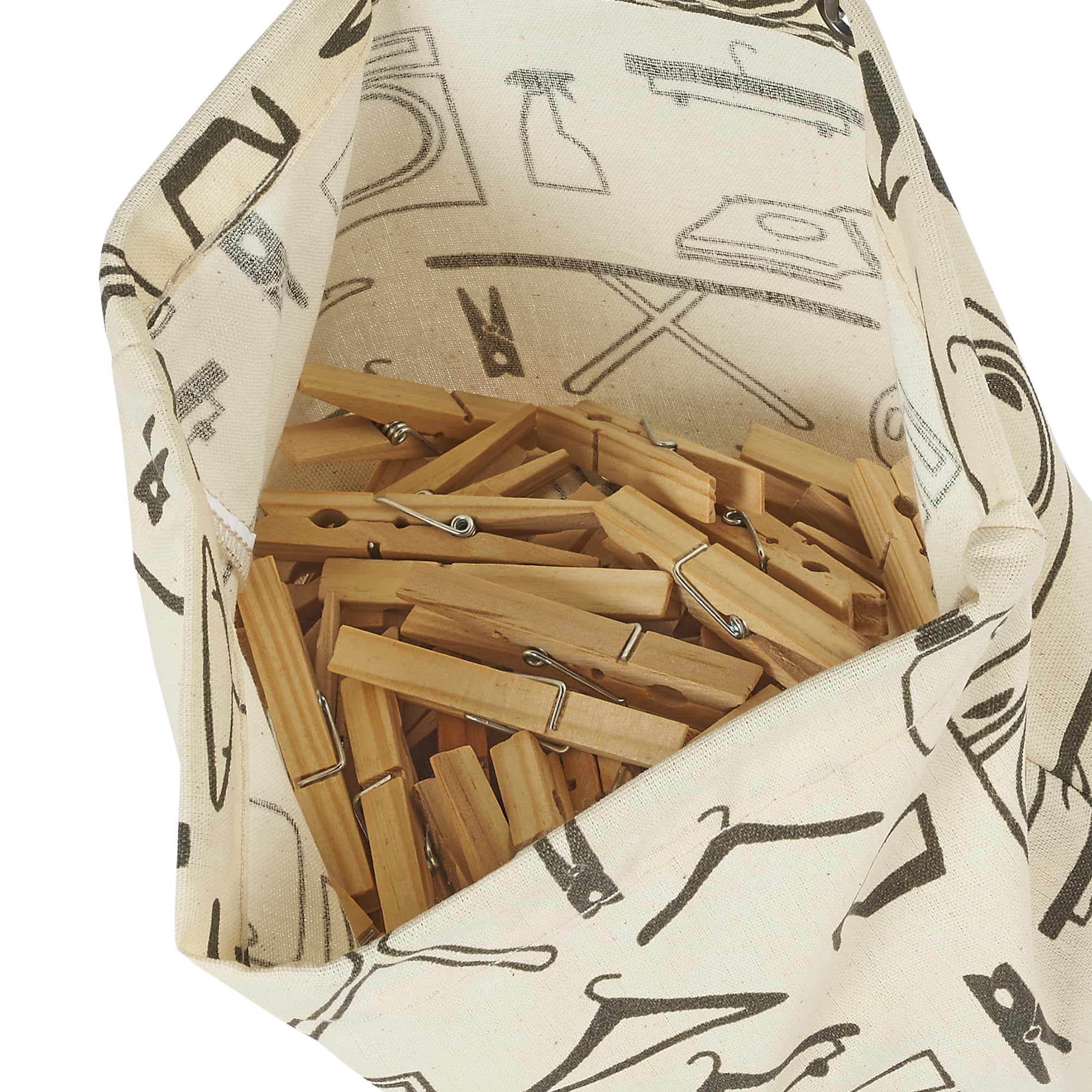 Hanging Clothespin Bag By Neatfreak - Wide Mouth Pin Collector Bag For Clothesline Clips & Wooden Laundry Pegs - Canvas Hanging