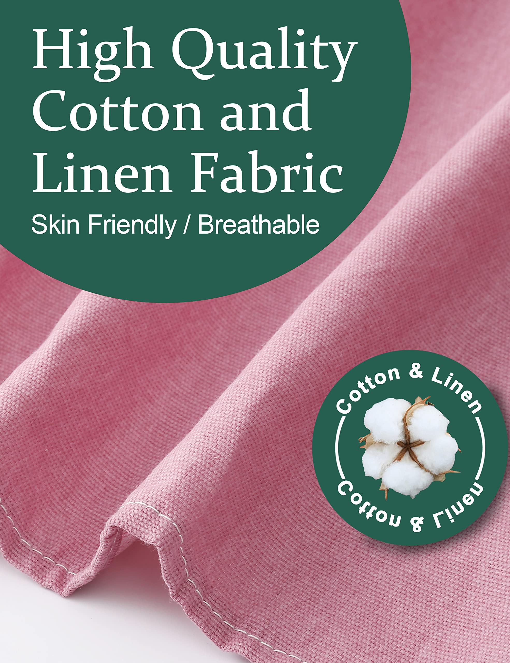 Apronner Big Plus Size Aprons For Women With Pockets Cotton Linen Baking Kitchen Cooking Pure Pink