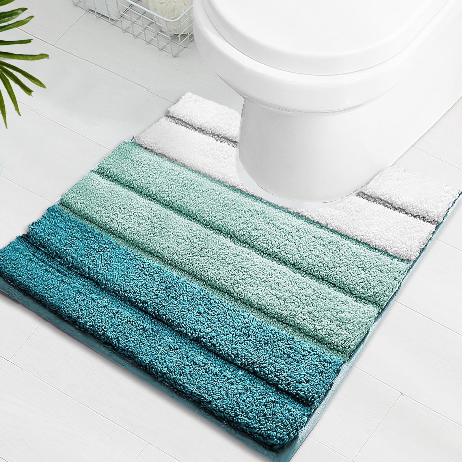 Silipacks Bathroom Rugs 20''X20'' Non-Slip Microfiber Contour Toilet Rugs U Shaped Carpet, Machine Washable Quick Dry Bath Mats