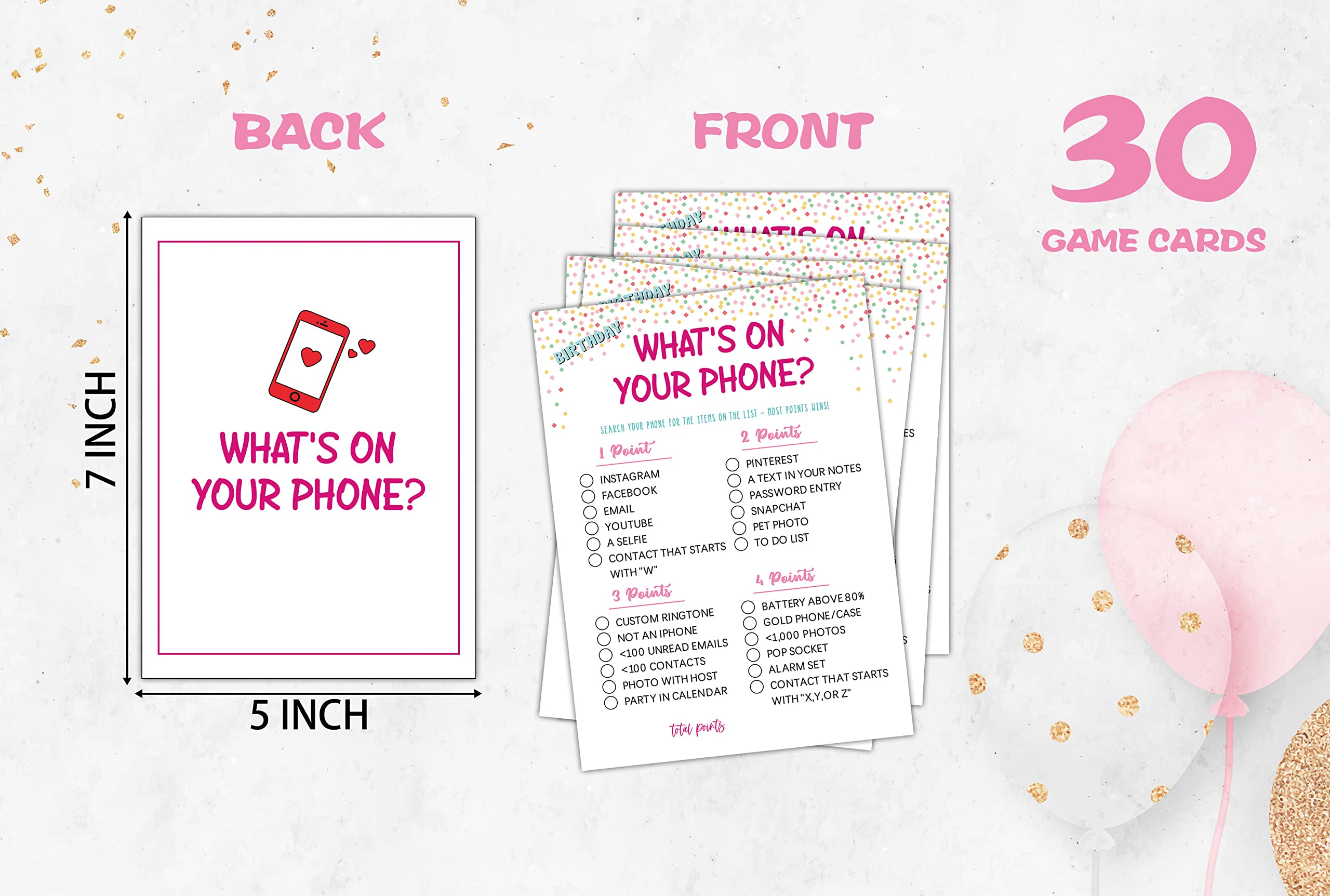 Disfuco Birthday Game Cards - Teens Birthday Party Game - 30Cards - Birthday Game Card Set - (Birth09)