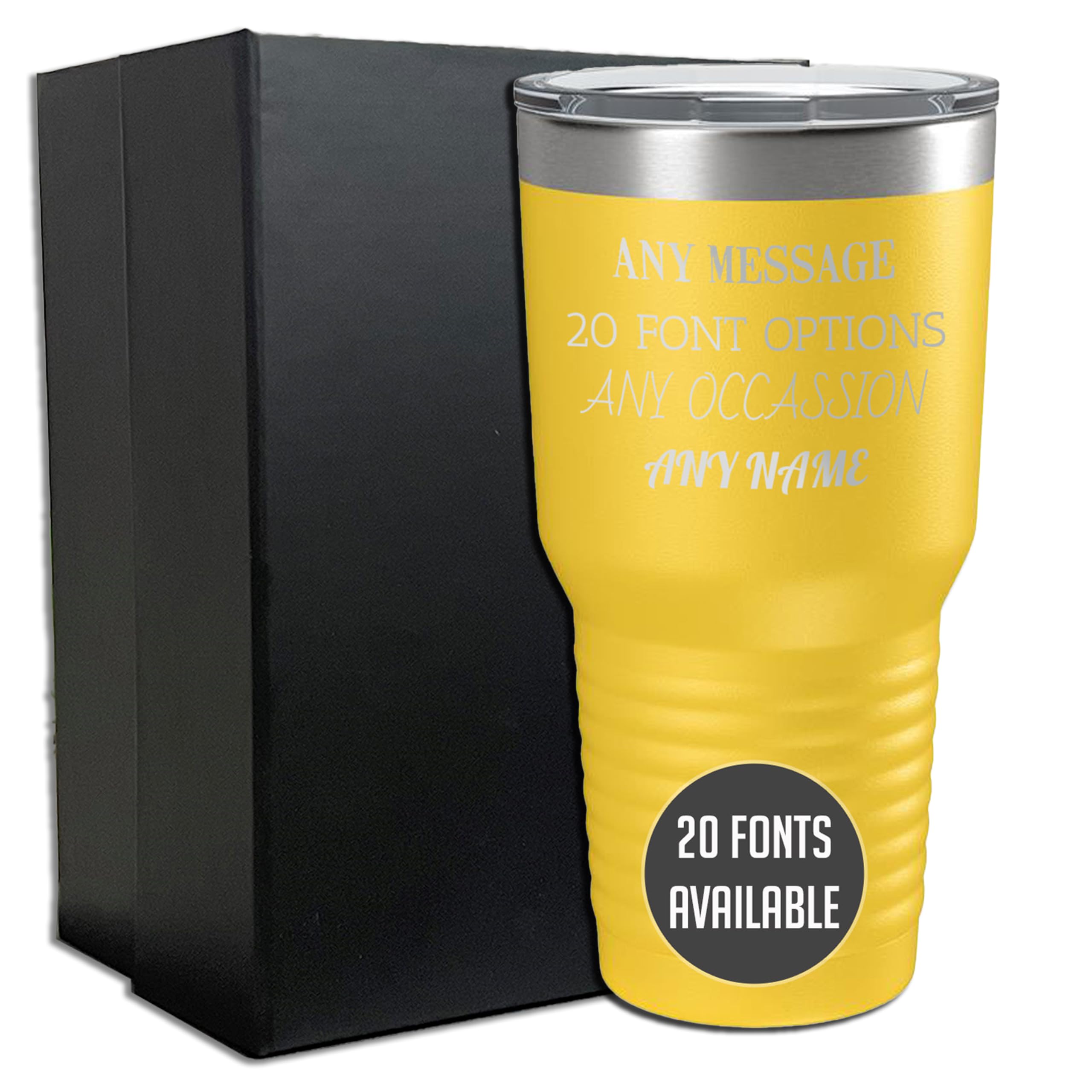 Personalized 30Oz (17 Colors) Powder Coated Insulated Stainless Steel Tumbler With Lid, Custom Etched, Customized Text Message N