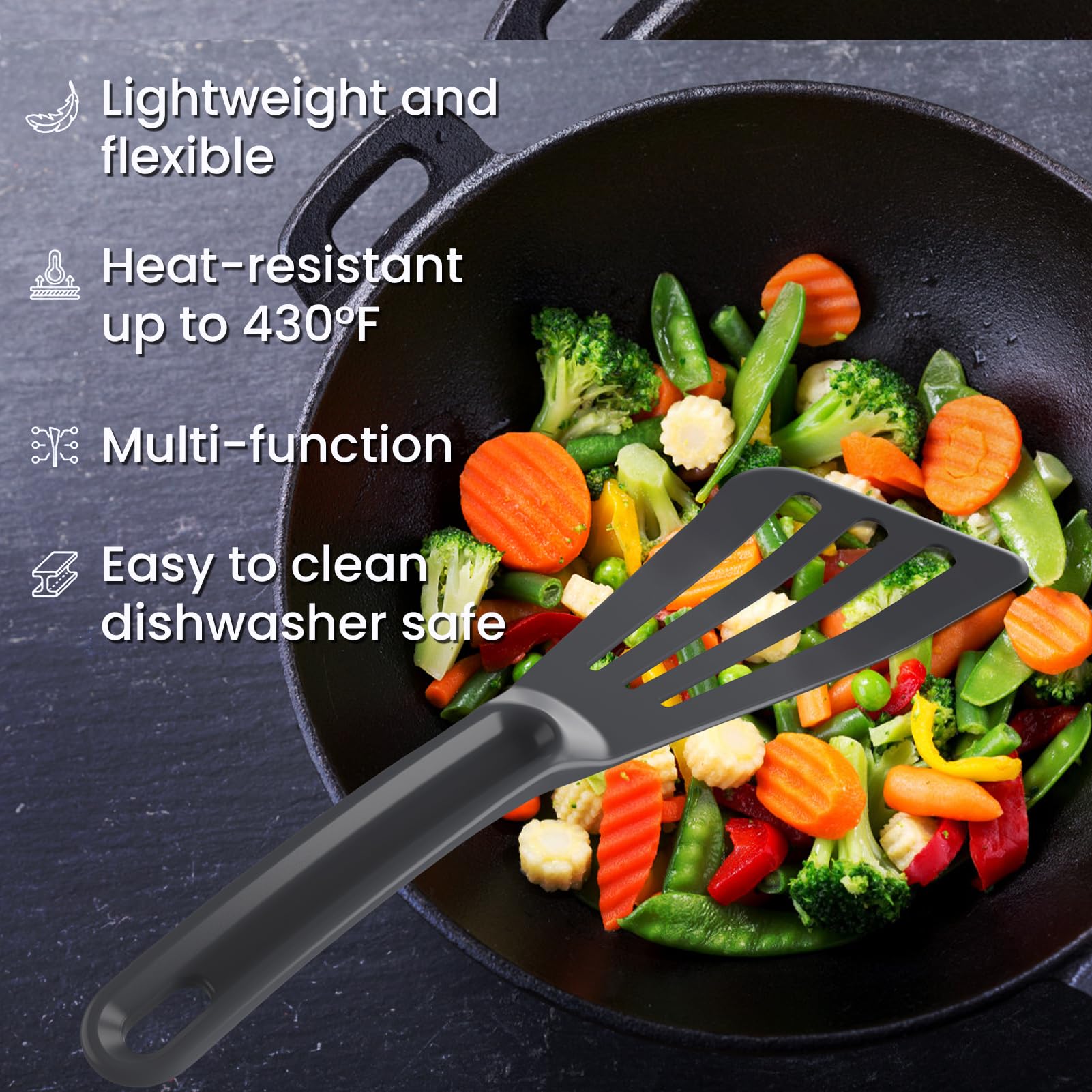 Slotted Spatula, Professional Fish Turner, Heat Resistant Fish Spatula Safe For Nonstick Cookware