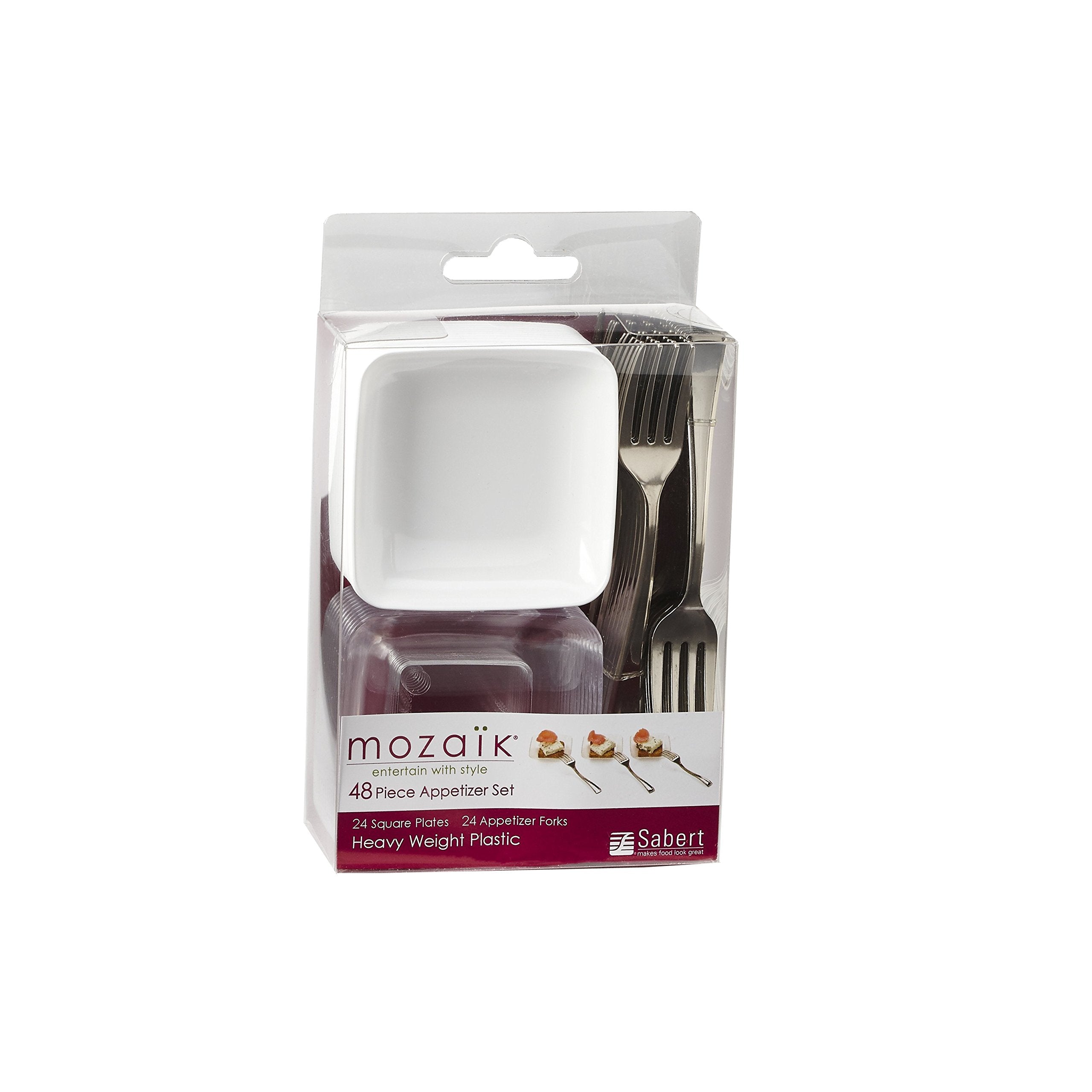 Mozaik 48-Piece Disposable Mini Appetizer Set With Bowls And Flatware