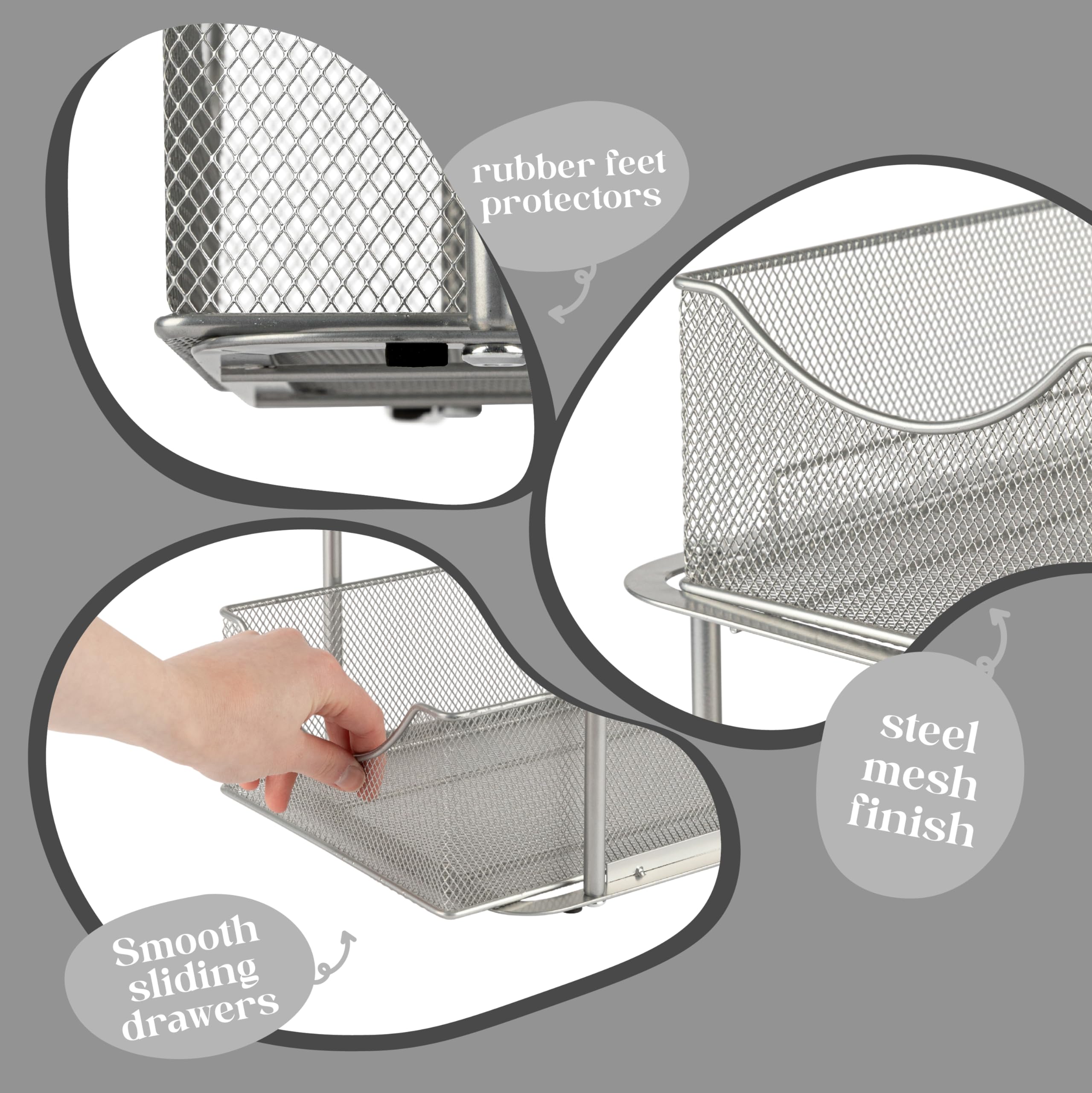 Sorbus 2 Tier Metal Under Sink Organizer For Bathroom, Kitchen, Strong Steel Mesh Sliding Drawers For Under Sink, Under Cabinet,