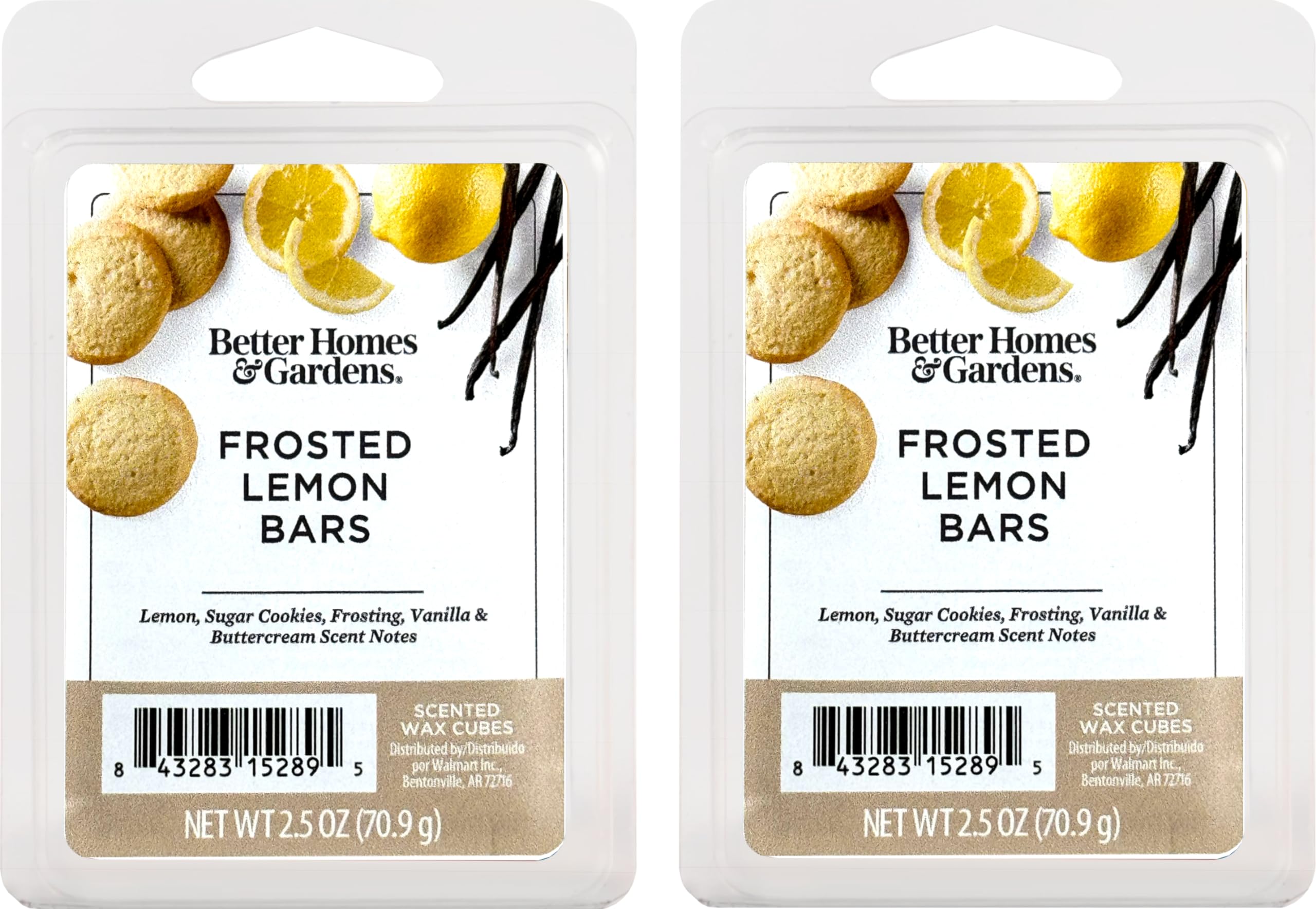 Maclock Better Homes and Gardens Scented Wax Cubes 2.5oz 2-Pack (Frosted Lemon Bars), Neutral, BG154