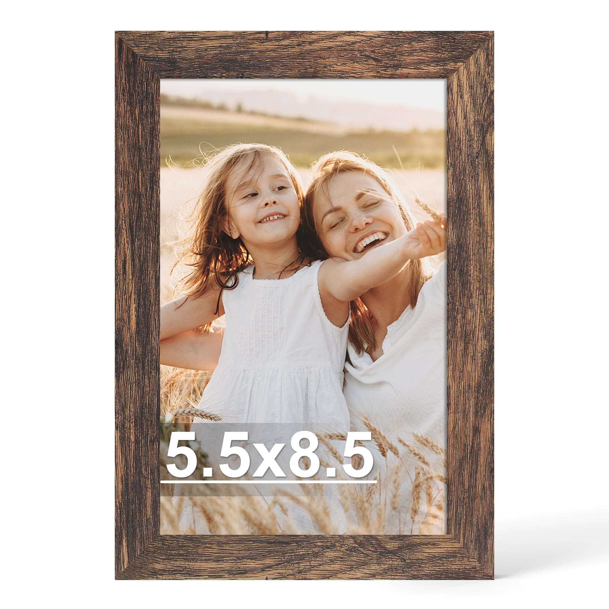 Hongkee 5.5 x 8.5 Diploma Frame, Made of Real Glass and Wooden Frame, Horizontal and Vertical Display for Wall or Tabletop (Rust