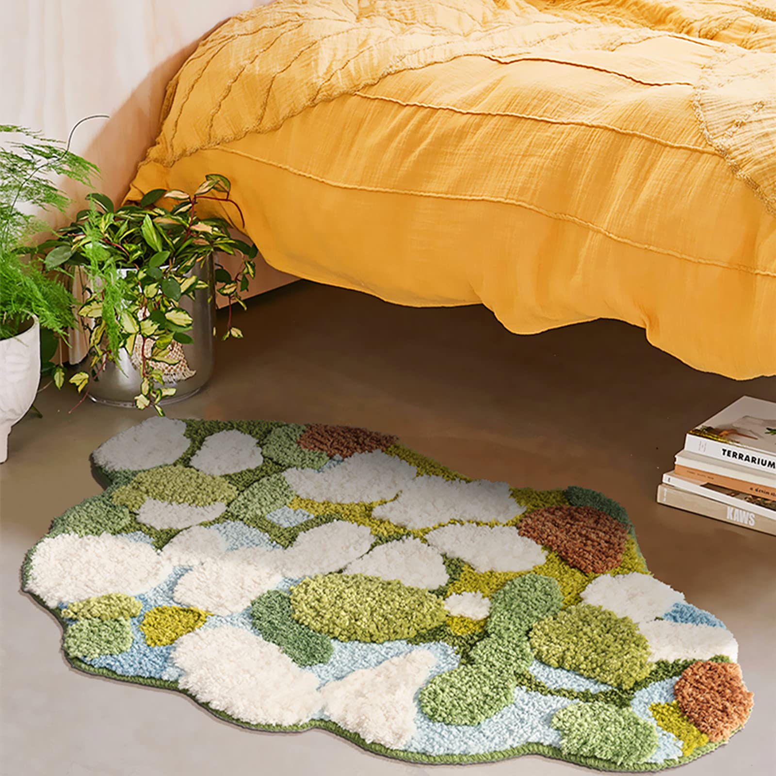 Ukeler Moss Rug For Bathroom 3D Shag Rug For Kids Bedroom Non Slip Bath Mat Washable Absorbent Shower Bathtub Mat 35.4''X23.6''