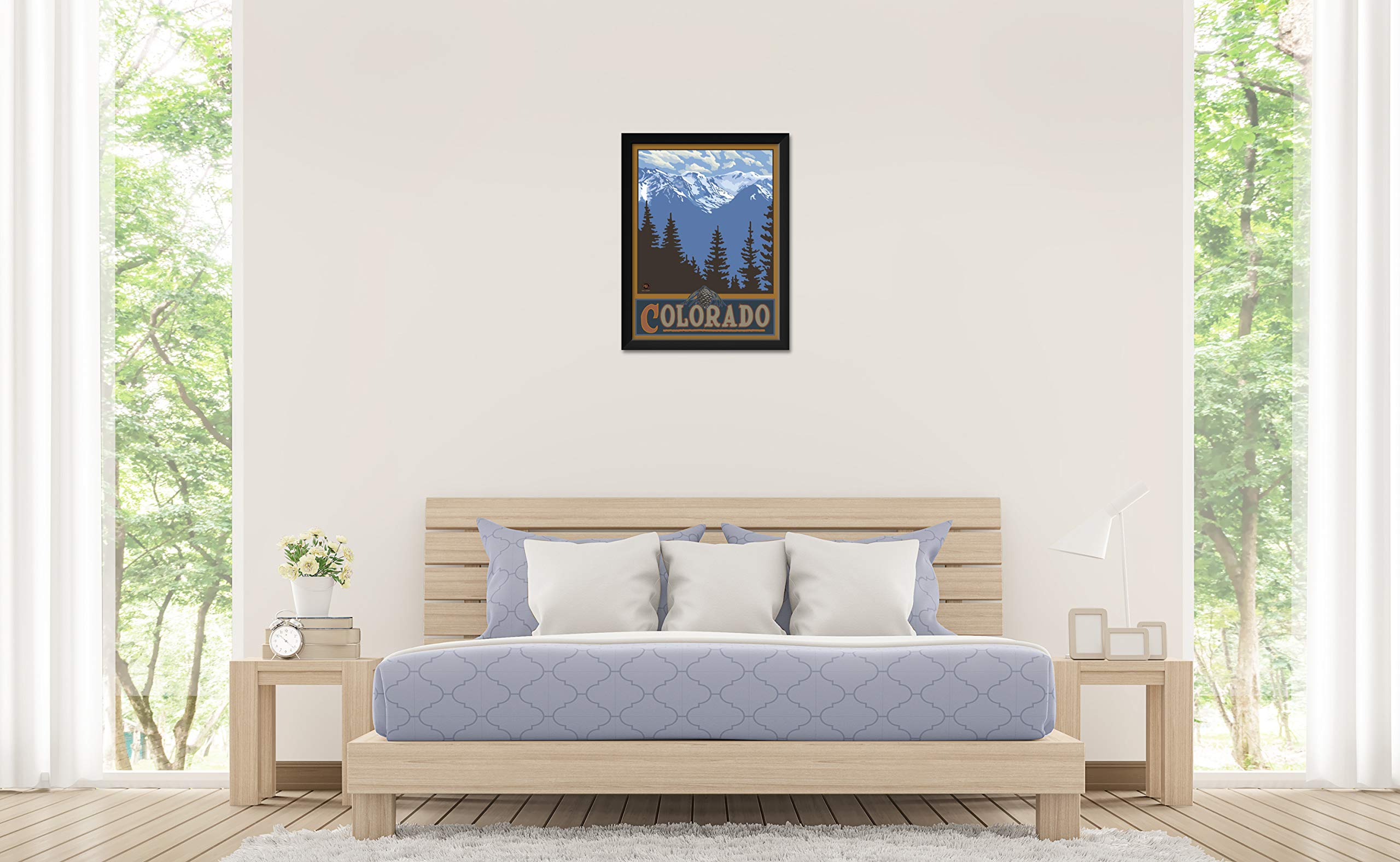Colorado Snowy Mountain Ridges Professionally Framed Art Print From Travel Artwork By Artist Paul A. Lanquist Framed Art Size: 2