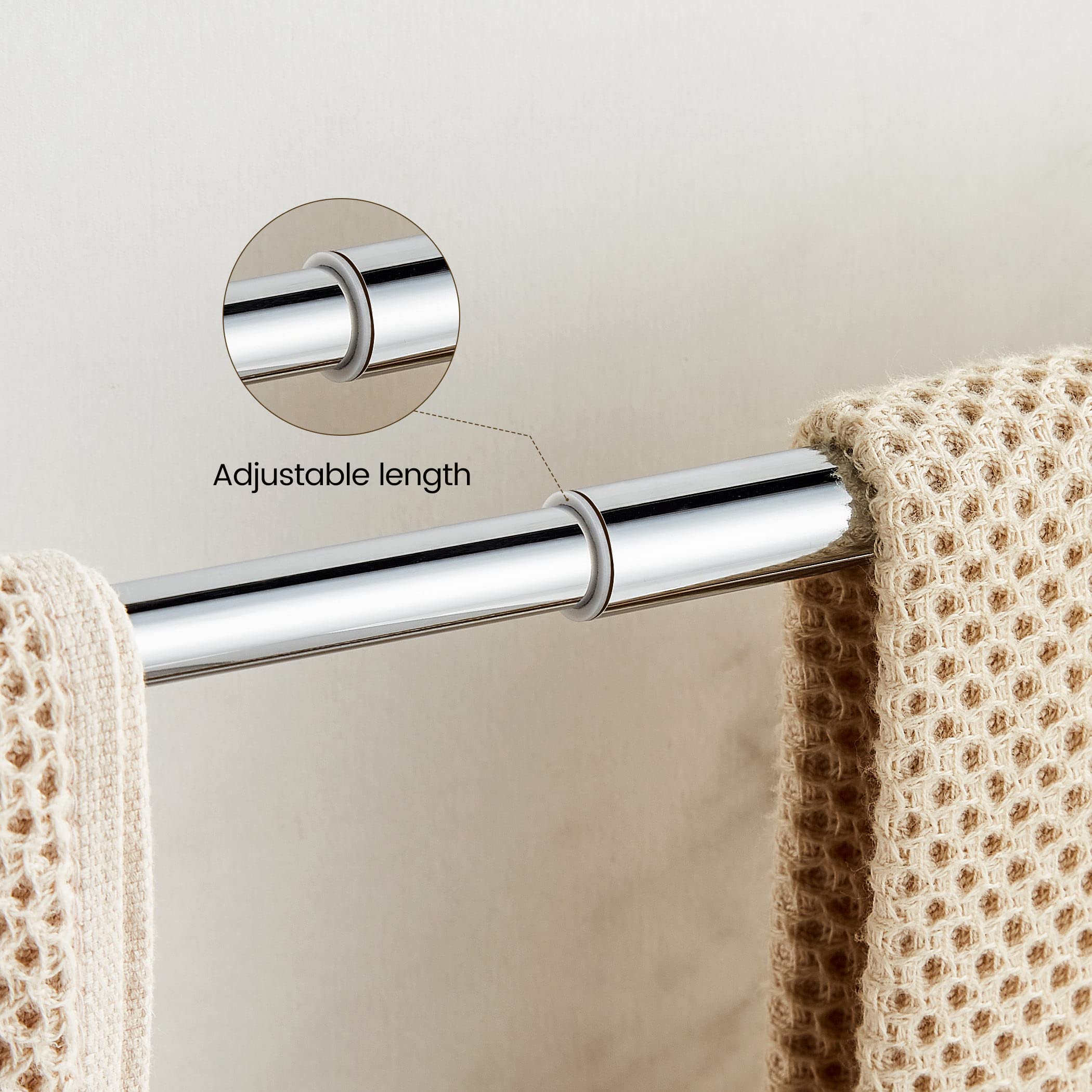 Wolibeer Crystal Towel Bar,Chrome Towel Holder Adjustable Towel Rack Rod Expandable Stainless Steel Bathroom Accessories Wall Mo