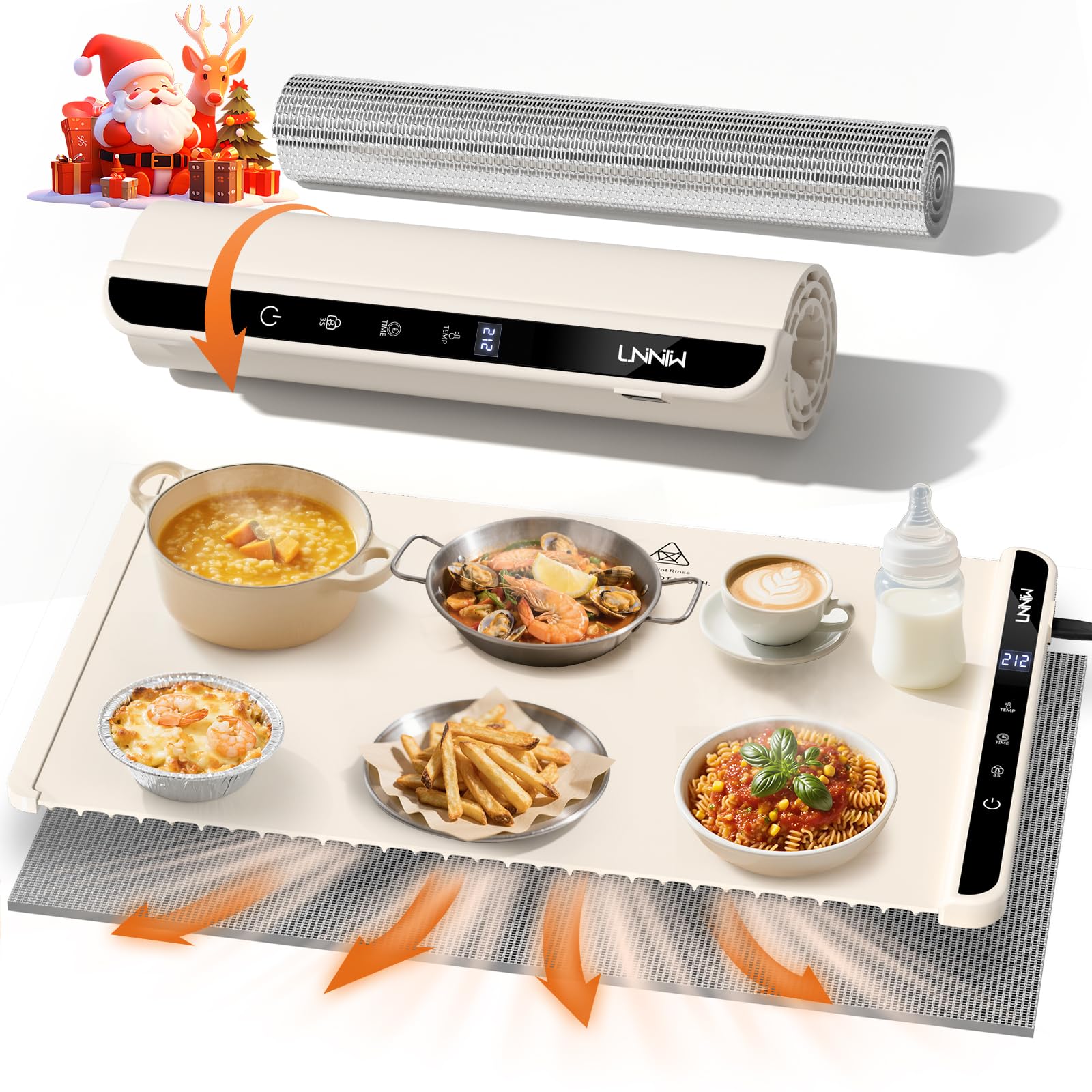 Food Warming Mat with Heat-Resistant Pad, 26X15 Inch, 6 Temperature & 6 Timer Settings, Child Lock Safety,Food Warmer Chafing Di
