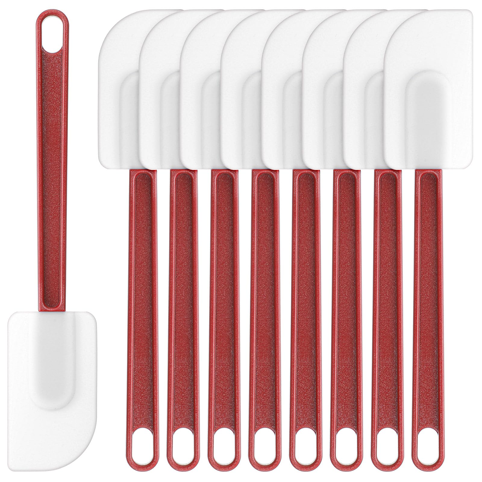 9 Pcs Silicone Spatula 10 Inch, Commercial Spatula 500? Heat Resistant NonStick Heavy Duty Scraper Rubber Spatulas for Kitchen 