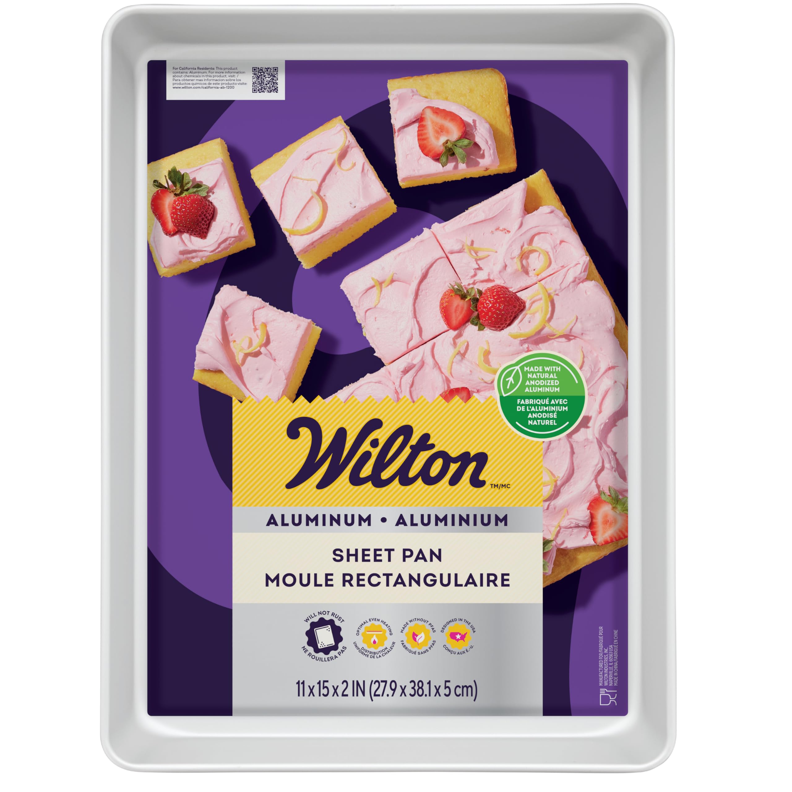 Wilton Aluminum Medium Sheet Cake Pan, 11 x 15-Inch, Silver, Model 2105-158