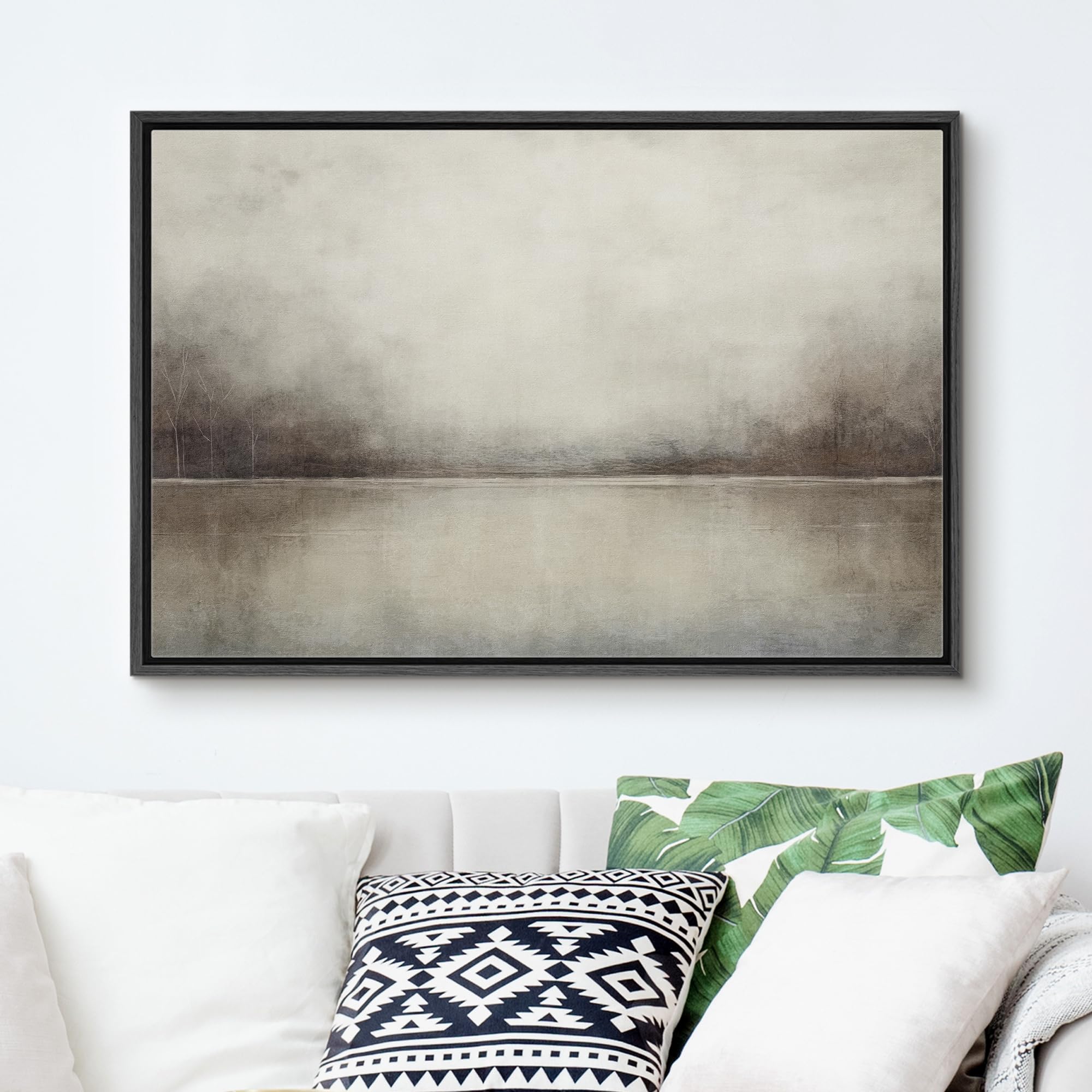 Signford Framed Canvas Print Wall Art Abstract Landscape Wilderness Impressionism Traditional Scenic For Living Room, Bedroom, O