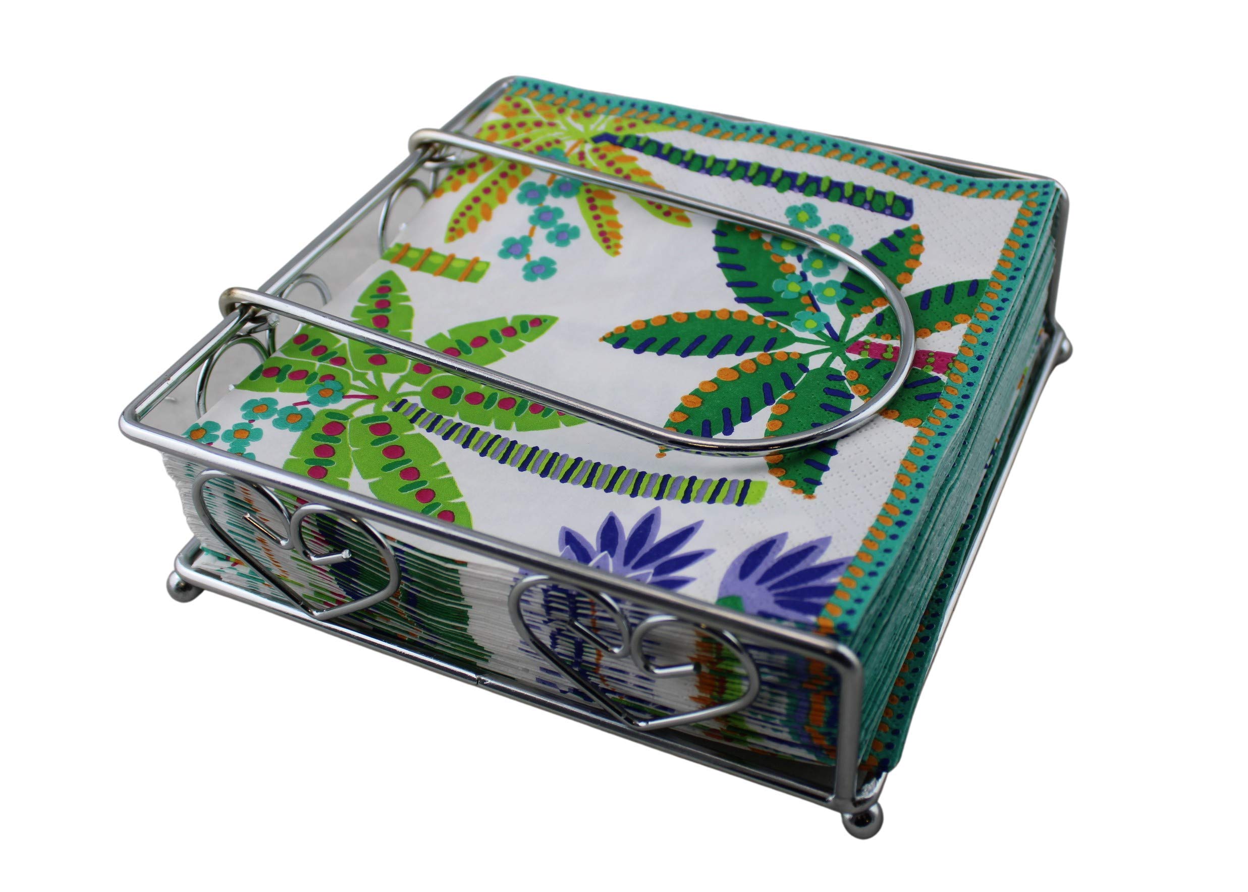 Chrome Napkin Holder With Arm Classic Heart Design