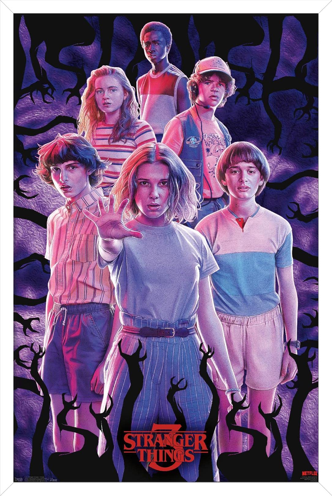 Trends International Netflix Stranger Things: Season 3 - Group Wall Poster, 22.375'' X 34'', White Framed Version