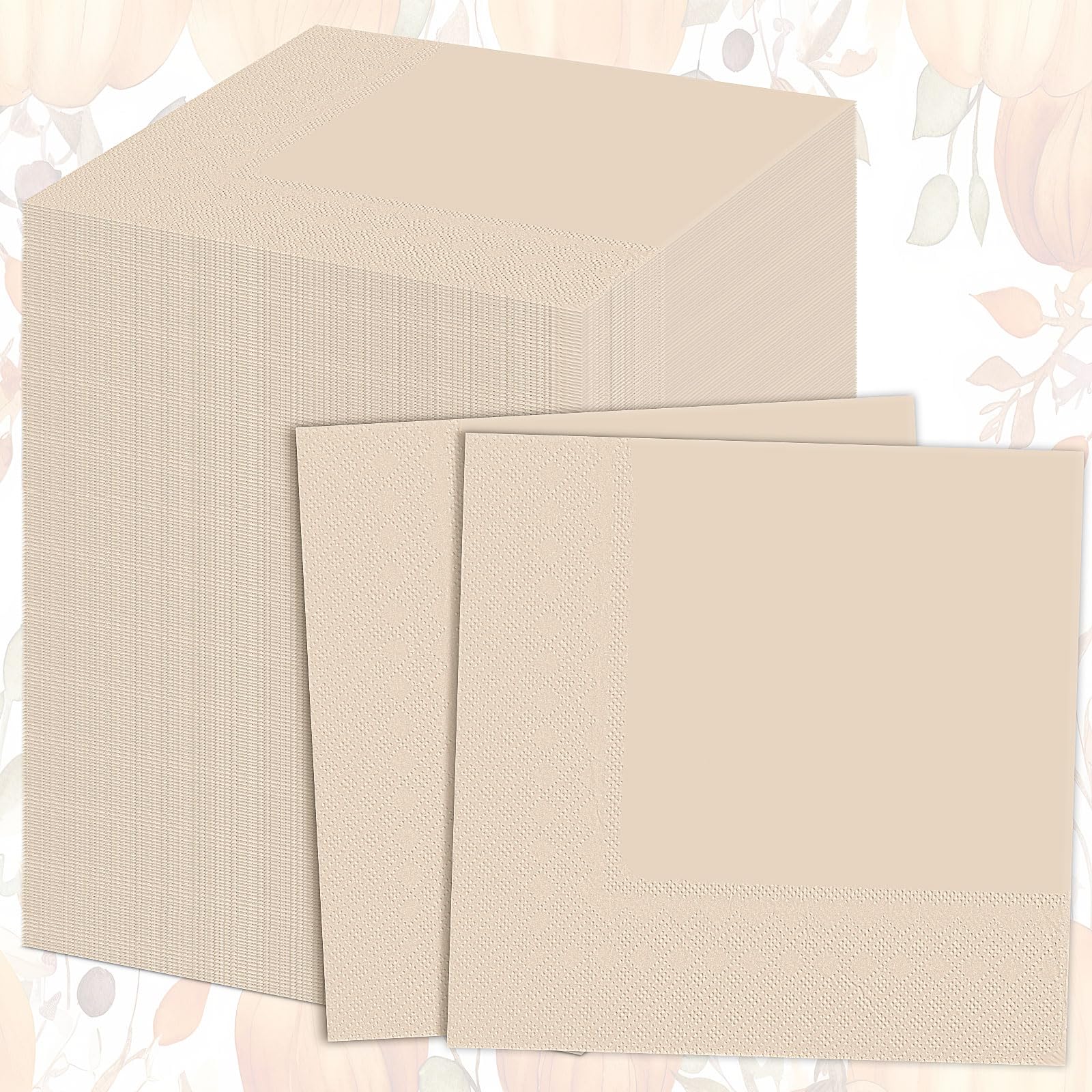 Teling 100 Pcs Cream Paper Napkins Disposable Beige Napkins for Fall Holidays Wedding Home Luncheon Reception Tea Party Dining S