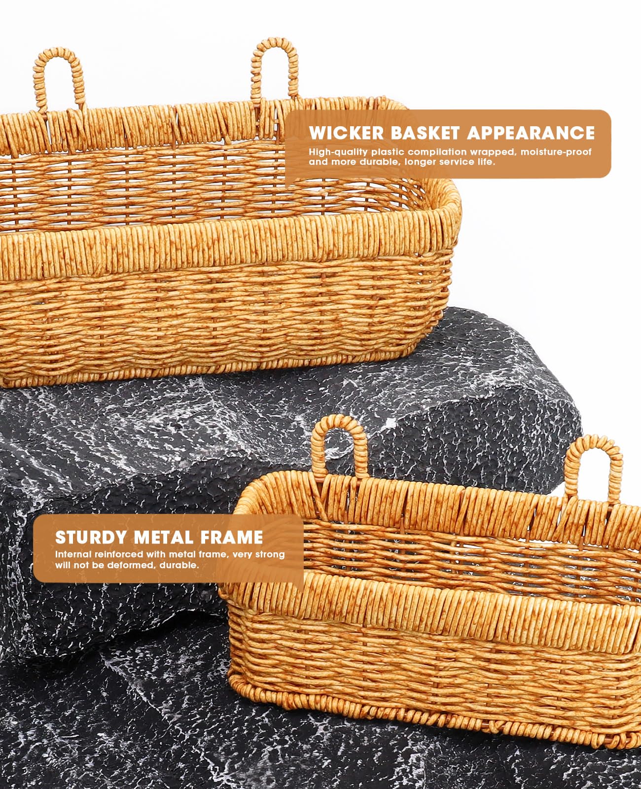 Acelist Wall Hanging Basket, Boho Style Hand-Woven Hanging Storage Baskets - Set Of 2, Ideal For Boho Room Decor, Kitchen, Garde