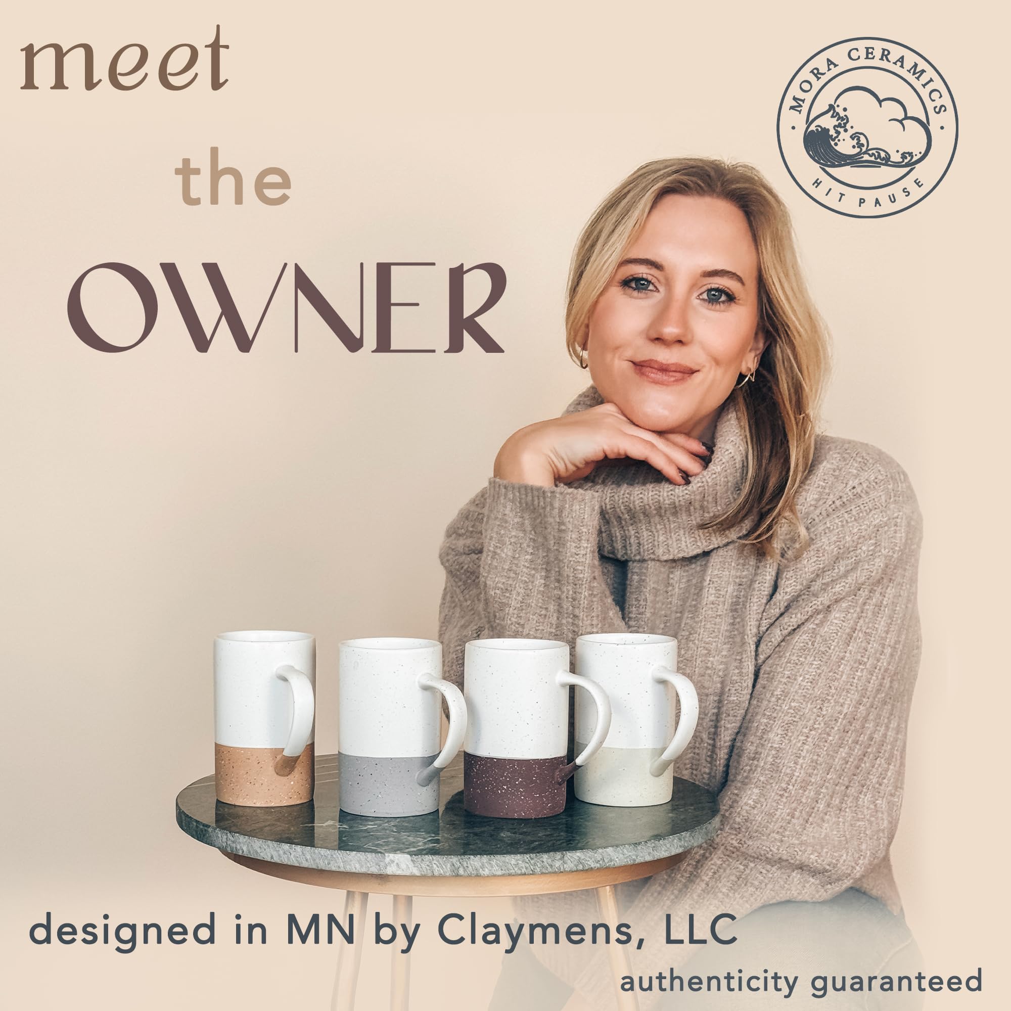 Mora Ceramics 12oz Coffee Mug Set of 4 - Ceramic Tea Cups with Handle - Microwave and Dishwasher Safe, Perfect For Cup or Mug Lo