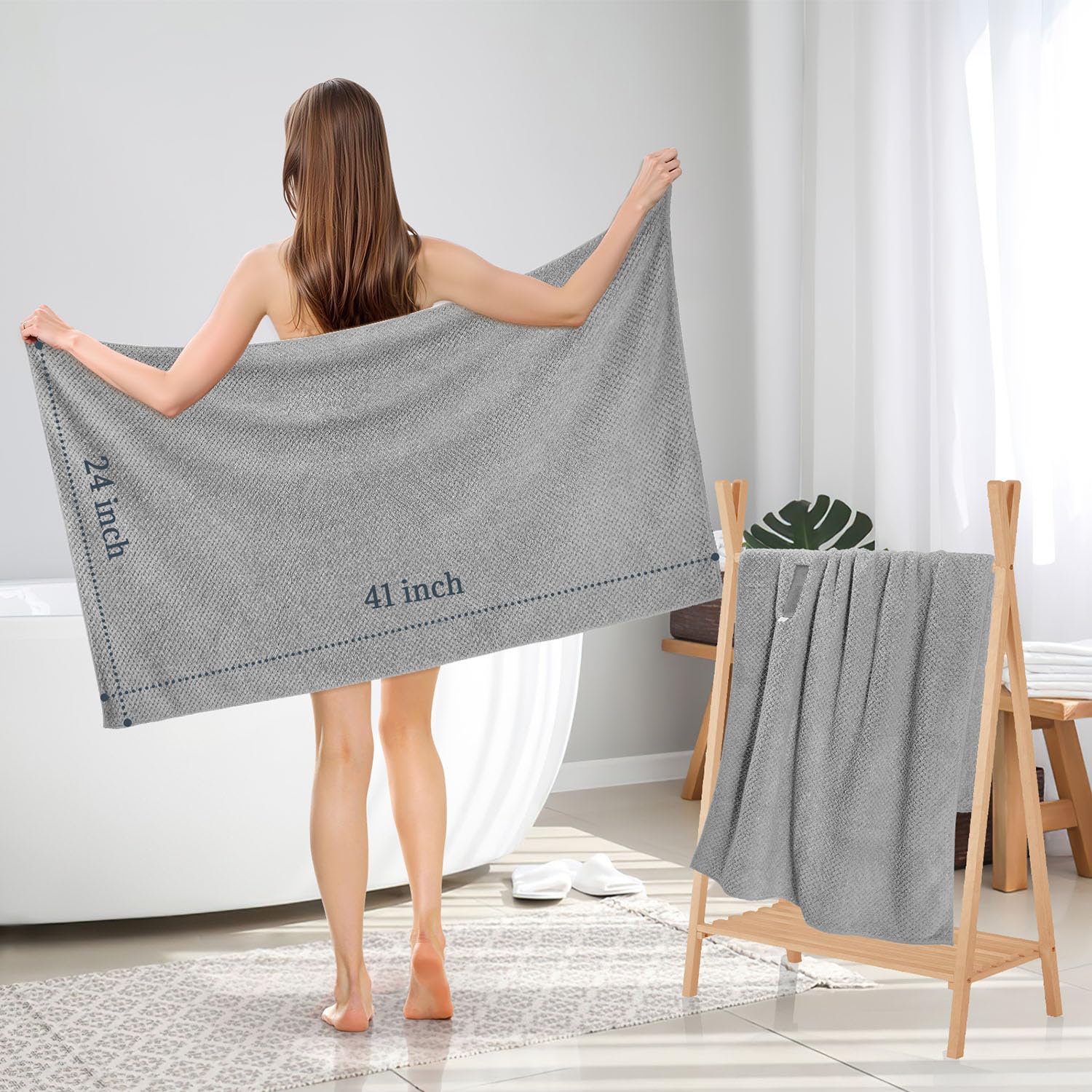 BEoffer 2 Pack Microfiber Hair Towel - 41 x 24 inches Super Soft, Absorbent, Fast Drying Without Frizz Hair Towel Wrap for Women