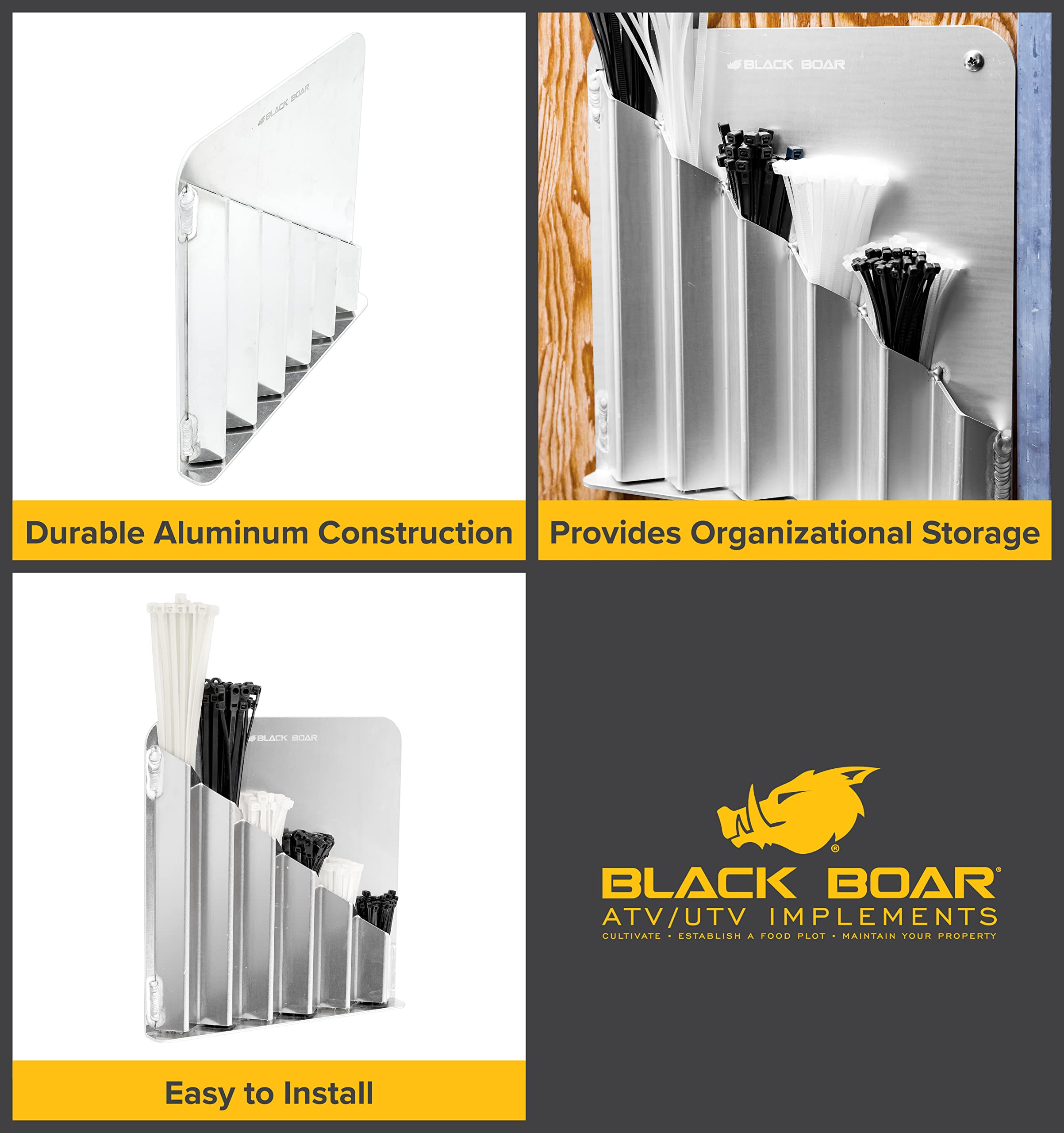 Black Boar Aluminum Zip Tie Storage Rack For Enclosed Trailer/Garage | Accommodates Various Lengths | Durable Construction | Eas