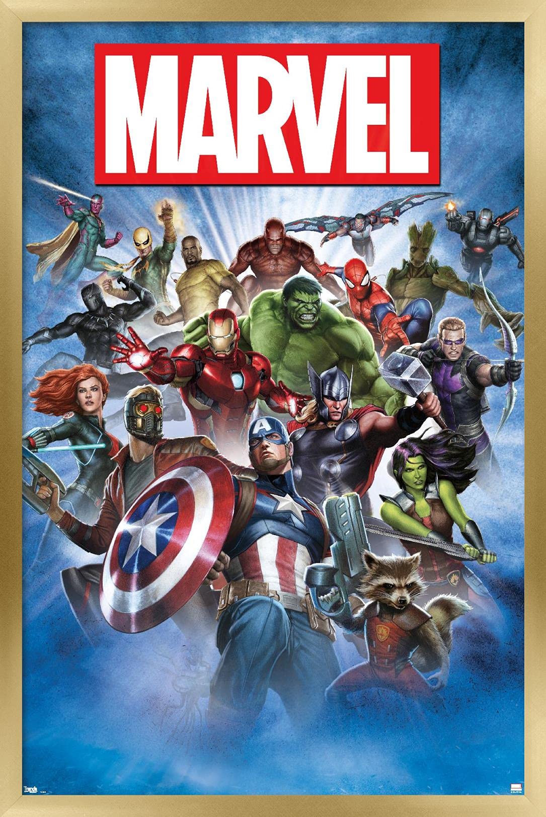 Trends International Marvel Comics - Group Shot Wall Poster, 14.725'' X 22.375'', Gold Framed Version