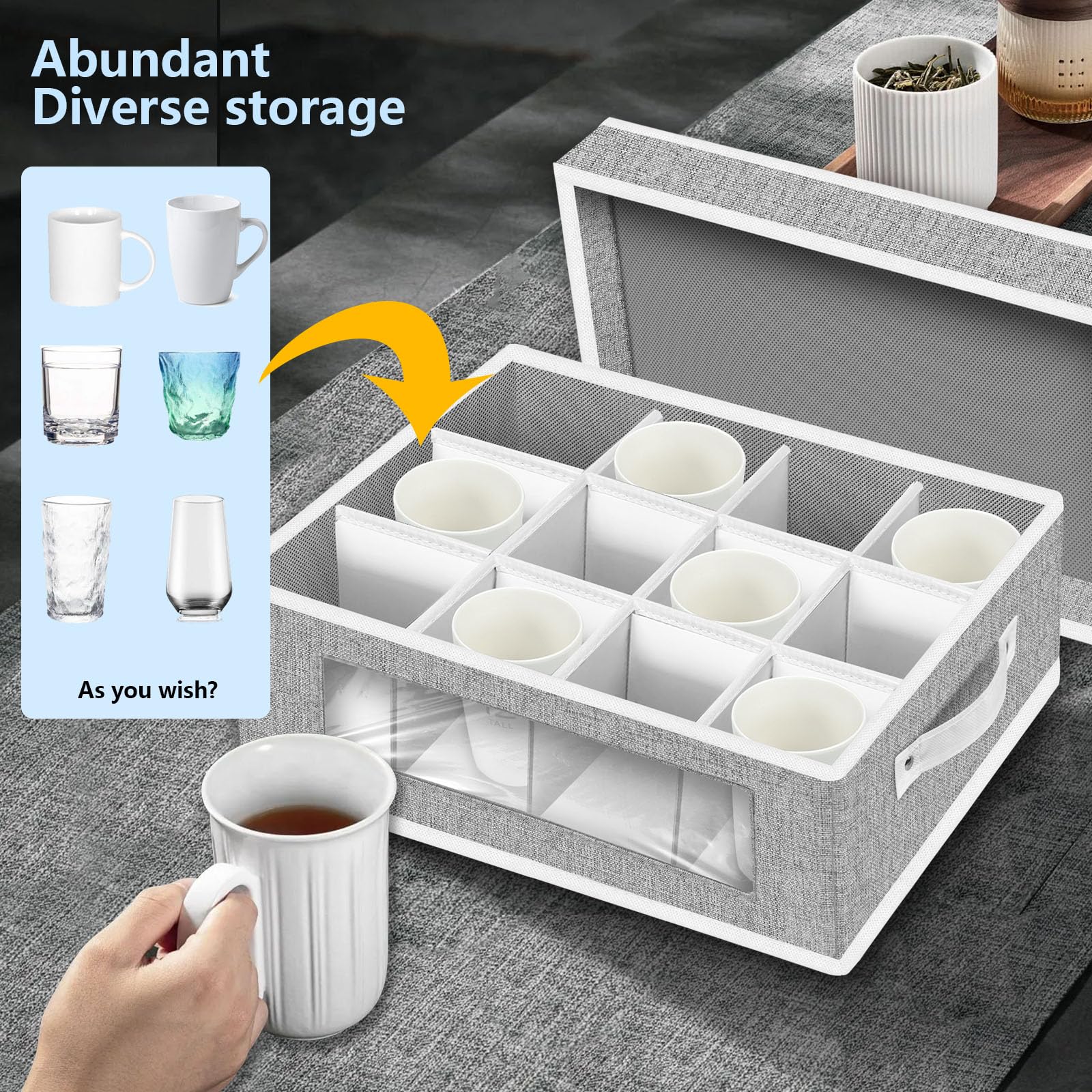 Homyfort 2 Pack Cup And Coffee Mug Storage Box Organizer With Dividers, China Storage Containers Hard Shell With 24 Compartments