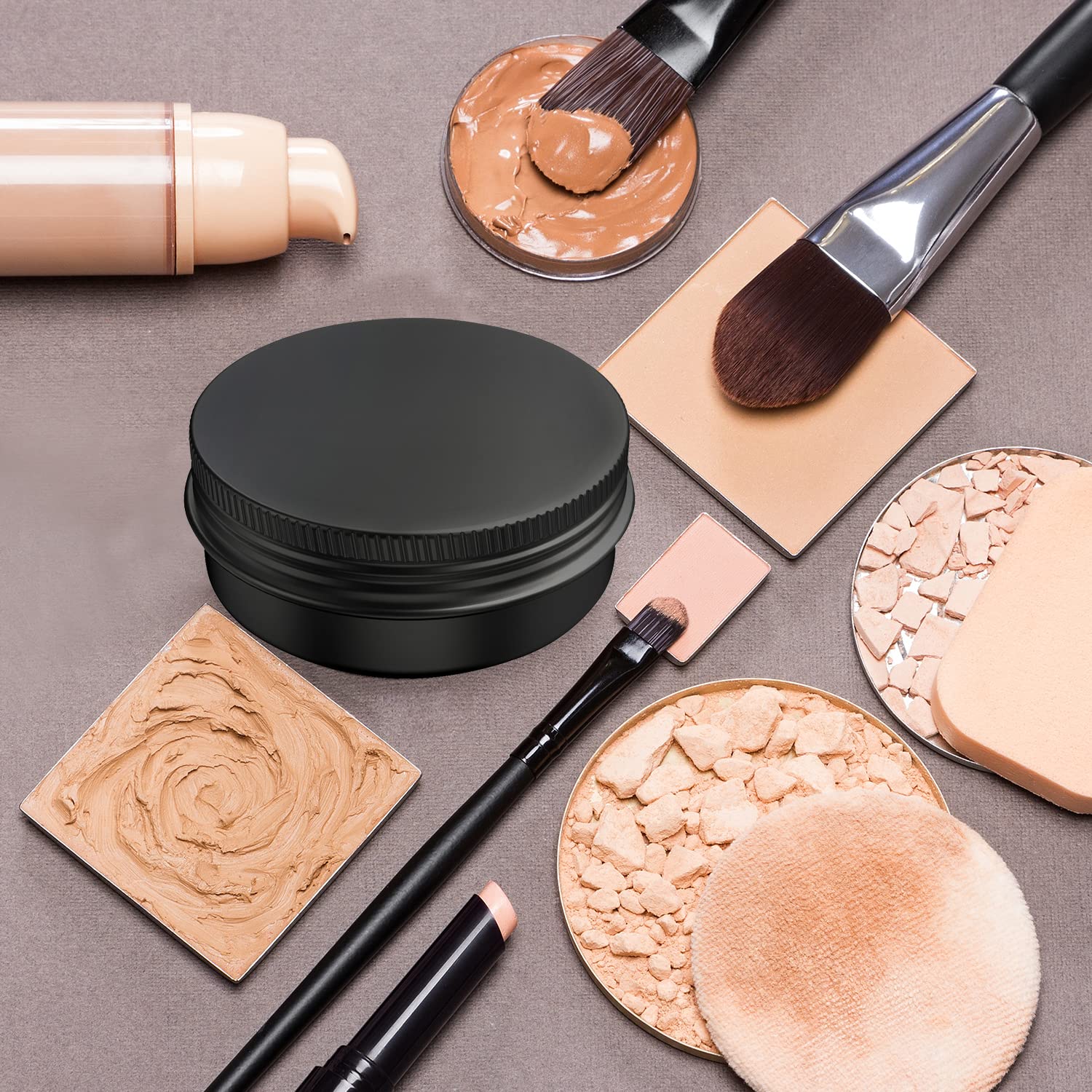 Axe Sickle 20 Pcs 2 Ounce Aluminum Tin Jars Containers Leak Proof Cosmetic Tin Jars Containers Round Screw Lids for Cosmetic  Salves  Balms  Lip Balm or Others  60mL Black